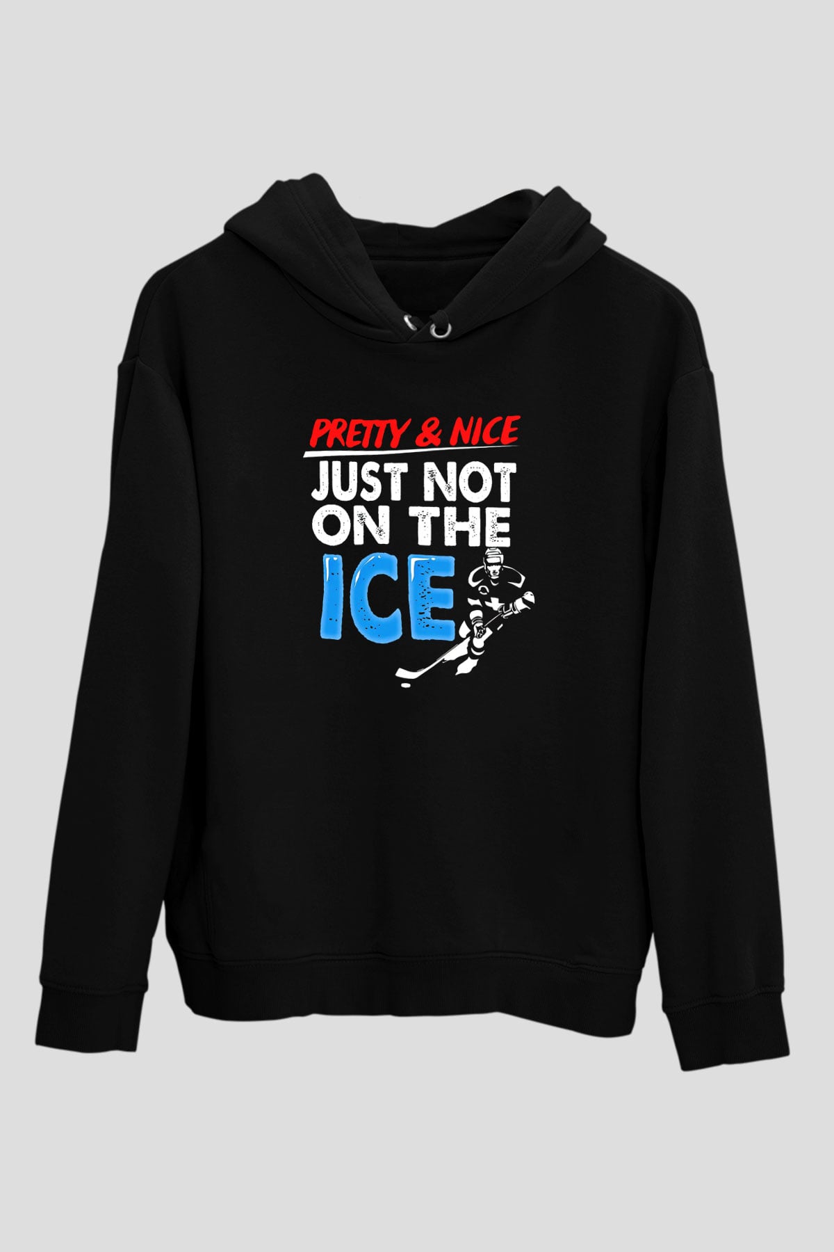 Buz Hokeyi - Ice Hockey Baskılı Unisex Siyah Hoodie