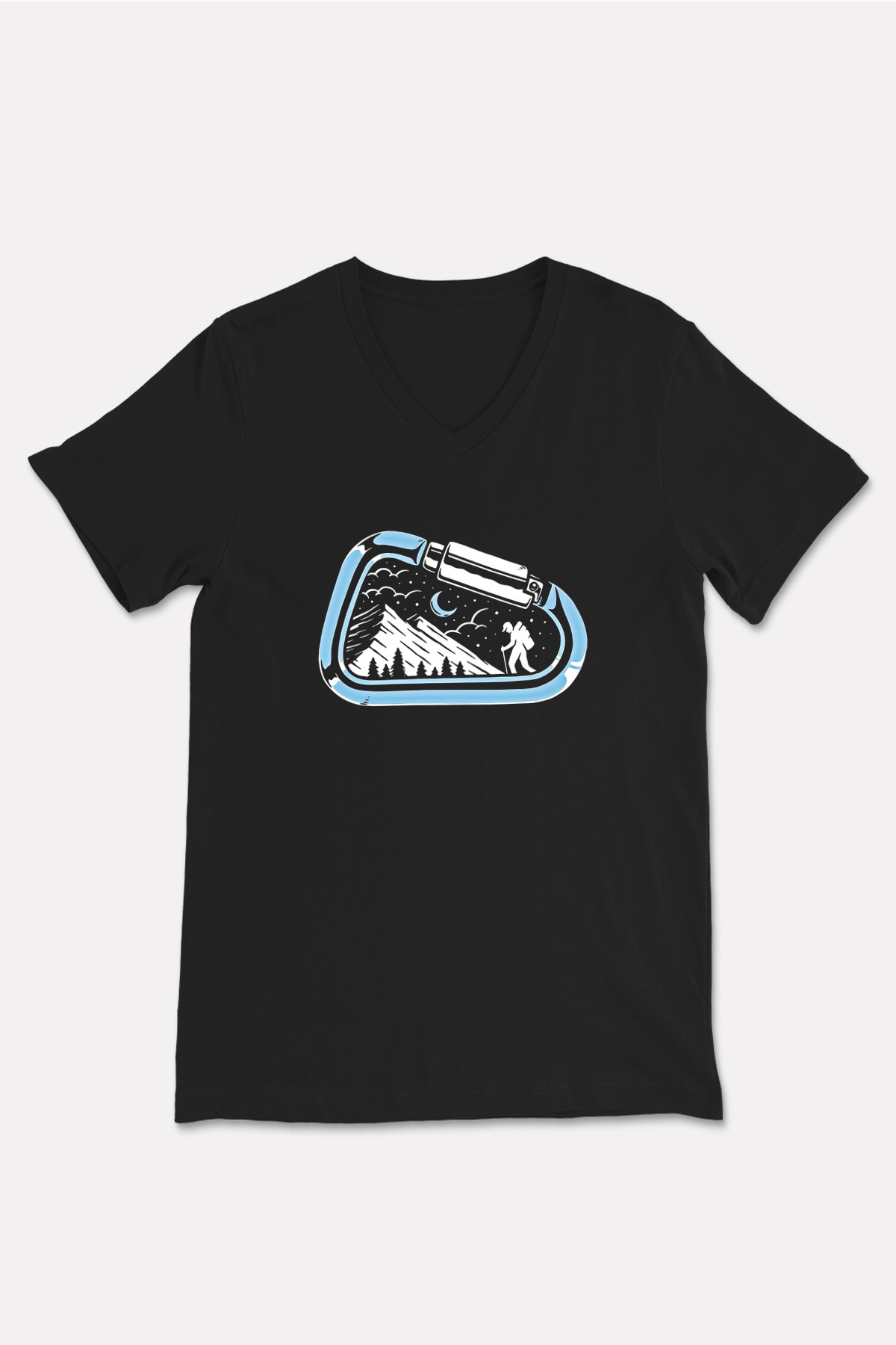 Buz Hokeyi - Ice Hockey Baskılı Unisex Siyah V Yaka Tişört