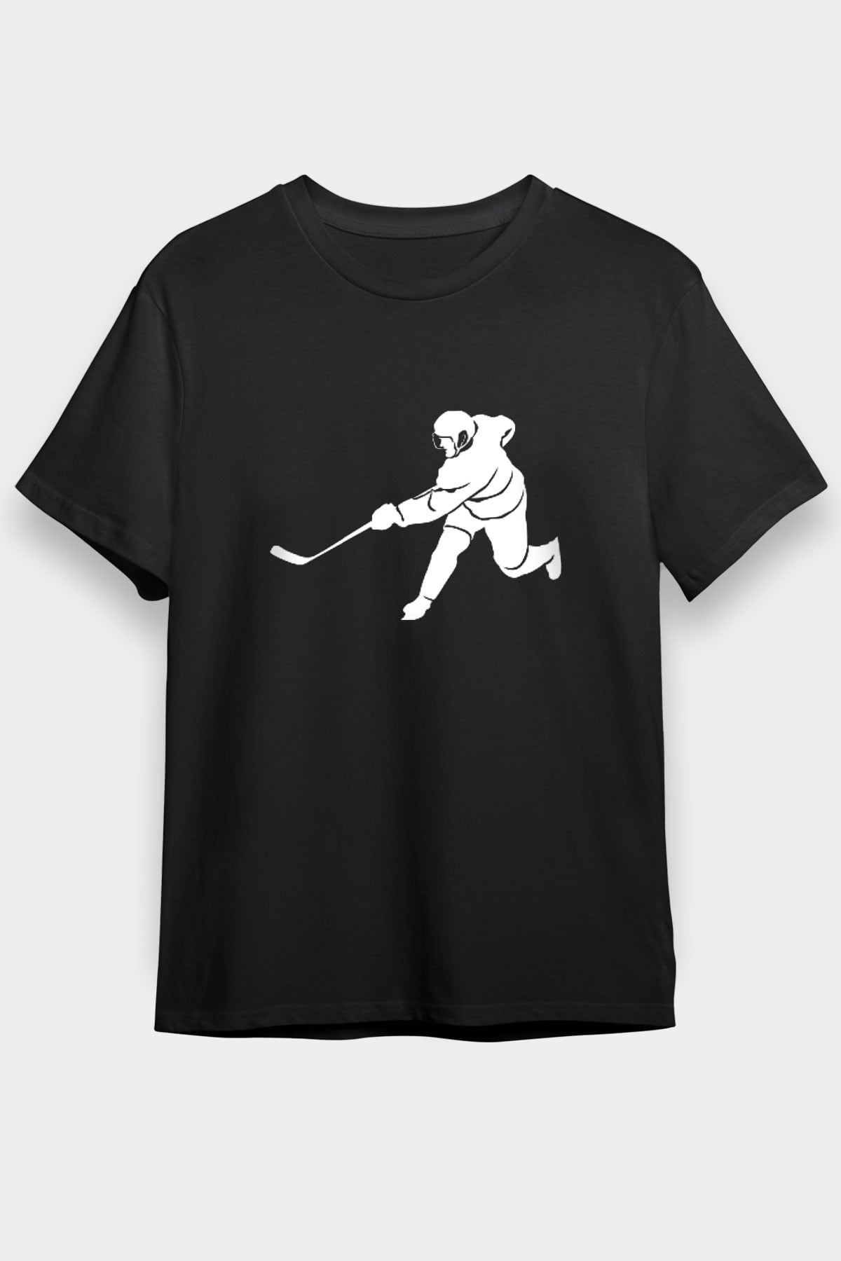 Buz Hokeyi - Ice Hockey Baskılı Unisex Siyah Tişört - Tshirt