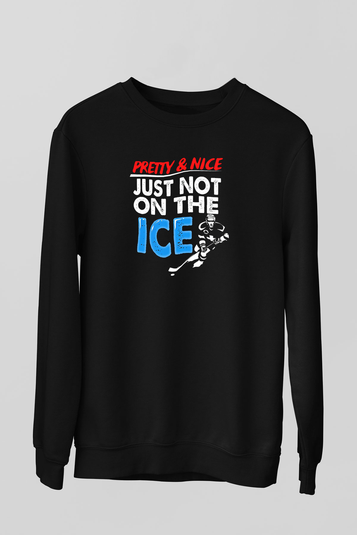 Buz Hokeyi - Ice Hockey Baskılı Unisex Siyah Sweatshirt