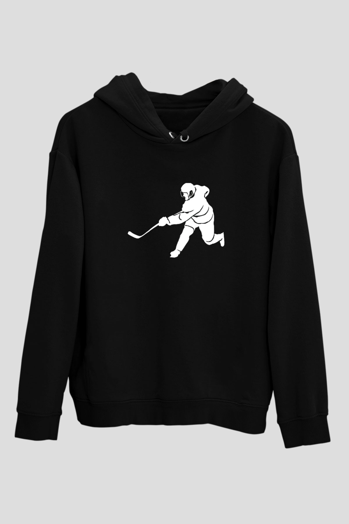 Buz Hokeyi - Ice Hockey Baskılı Unisex Siyah Hoodie