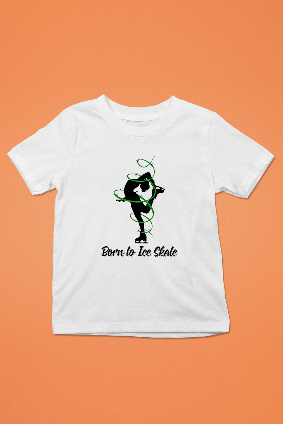 Buz Pateni Baskılı Unisex Beyaz Çocuk Tişört - Tshirt