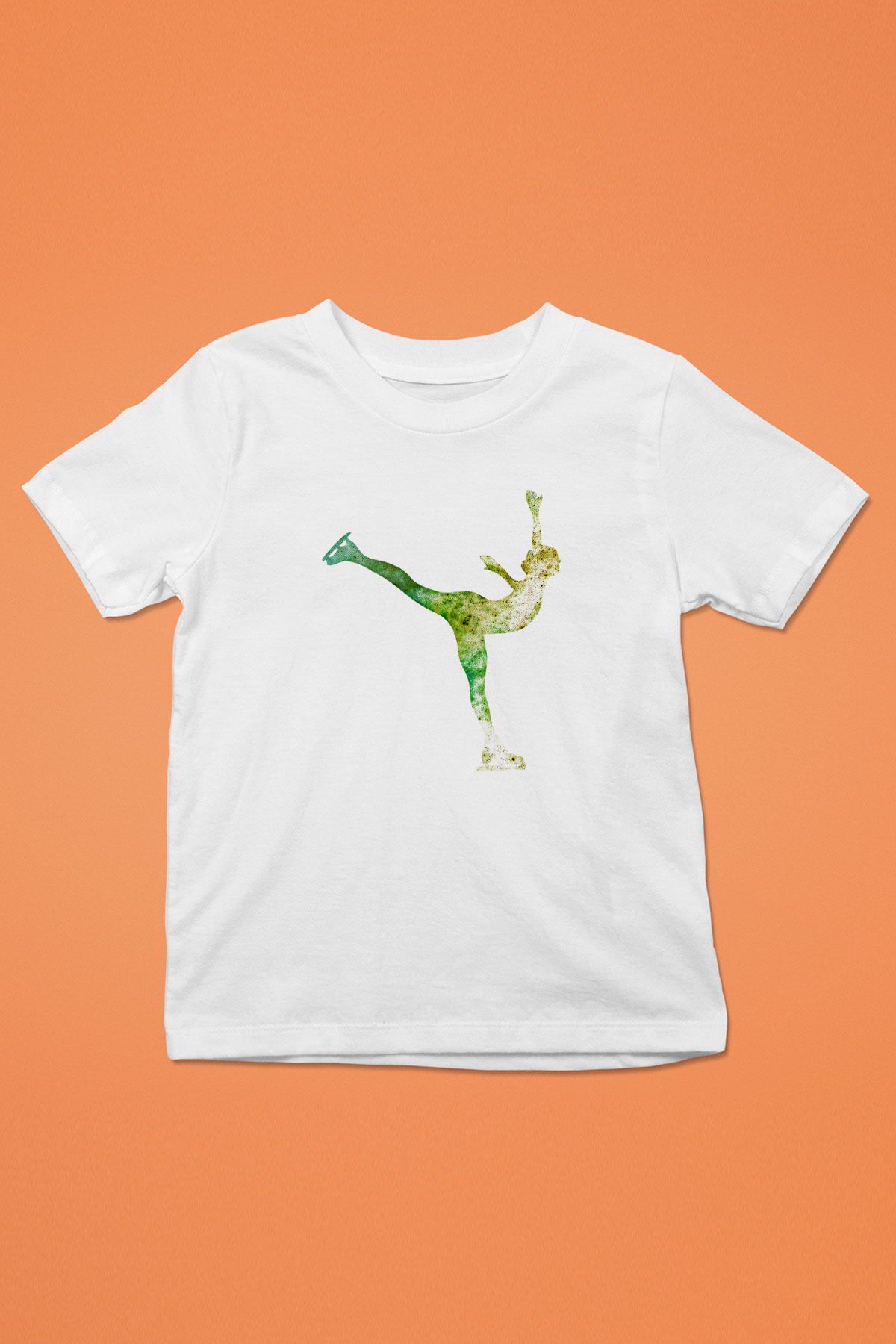 Buz Pateni Baskılı Unisex Beyaz Çocuk Tişört - Tshirt