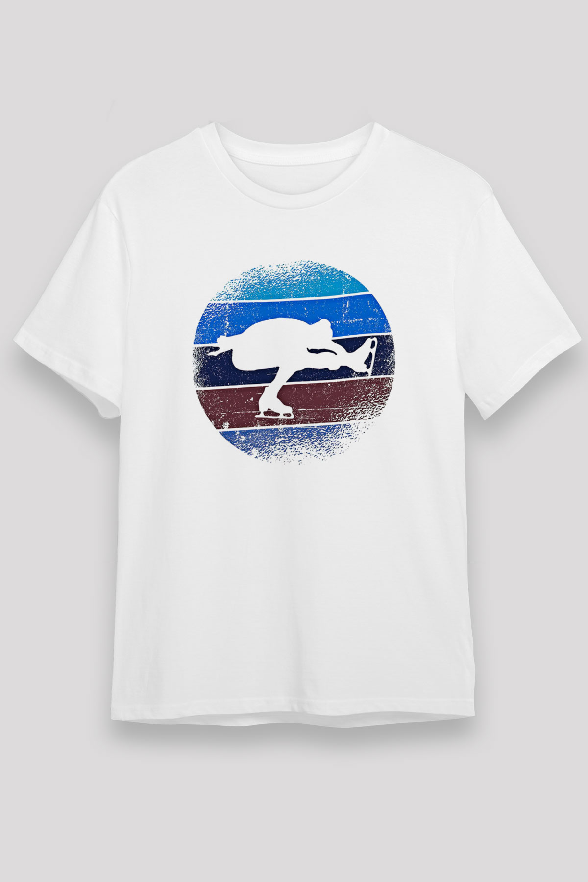 Buz Pateni Baskılı Unisex Beyaz Tişört - Tshirt