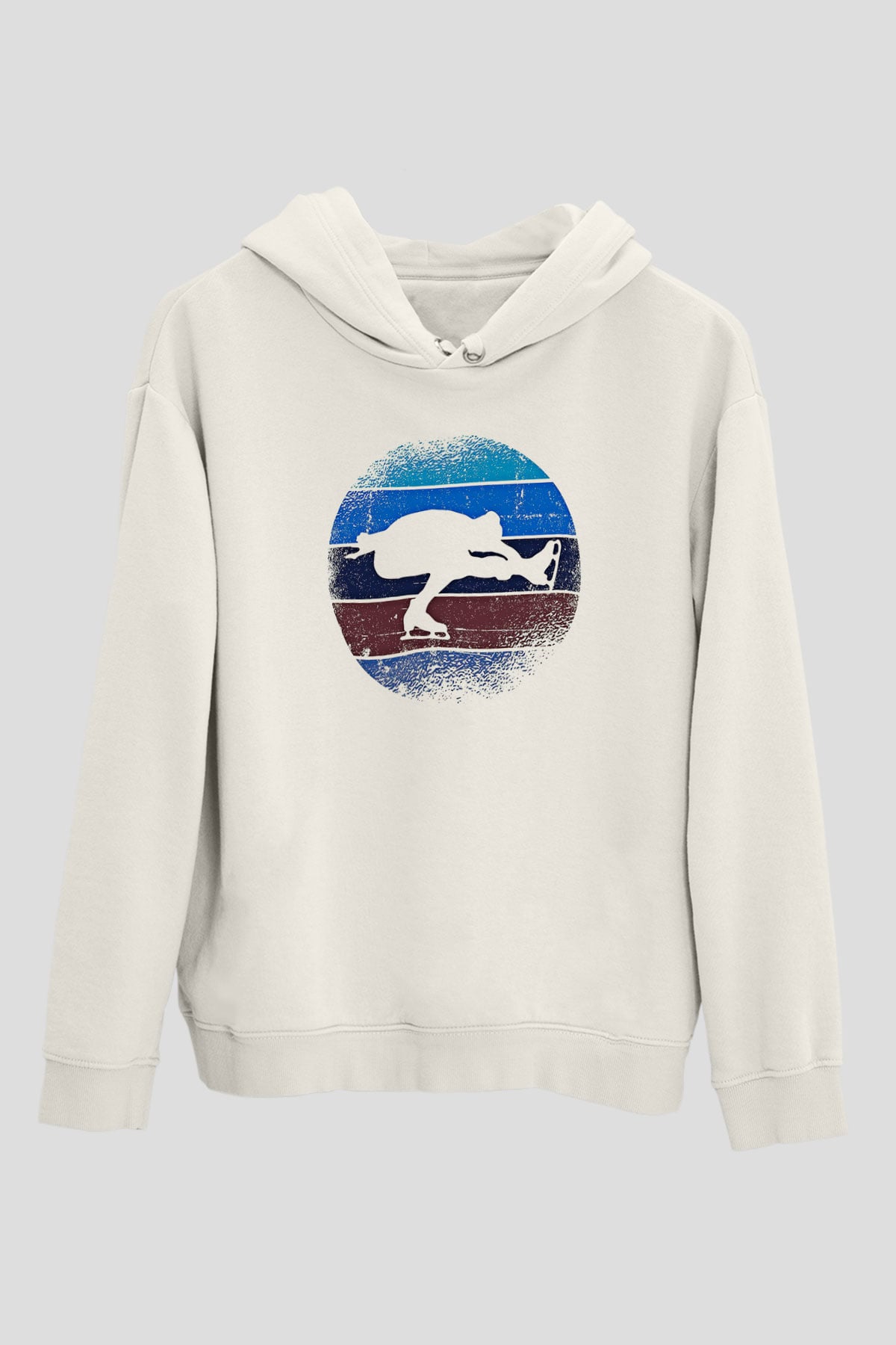Buz Pateni Baskılı Unisex Ekru Hoodie