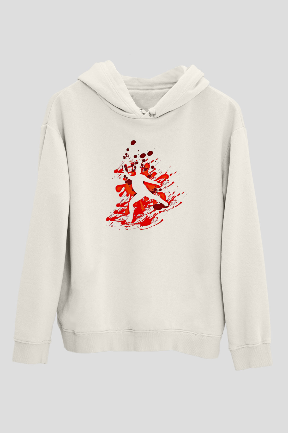 Buz Pateni Baskılı Unisex Ekru Hoodie