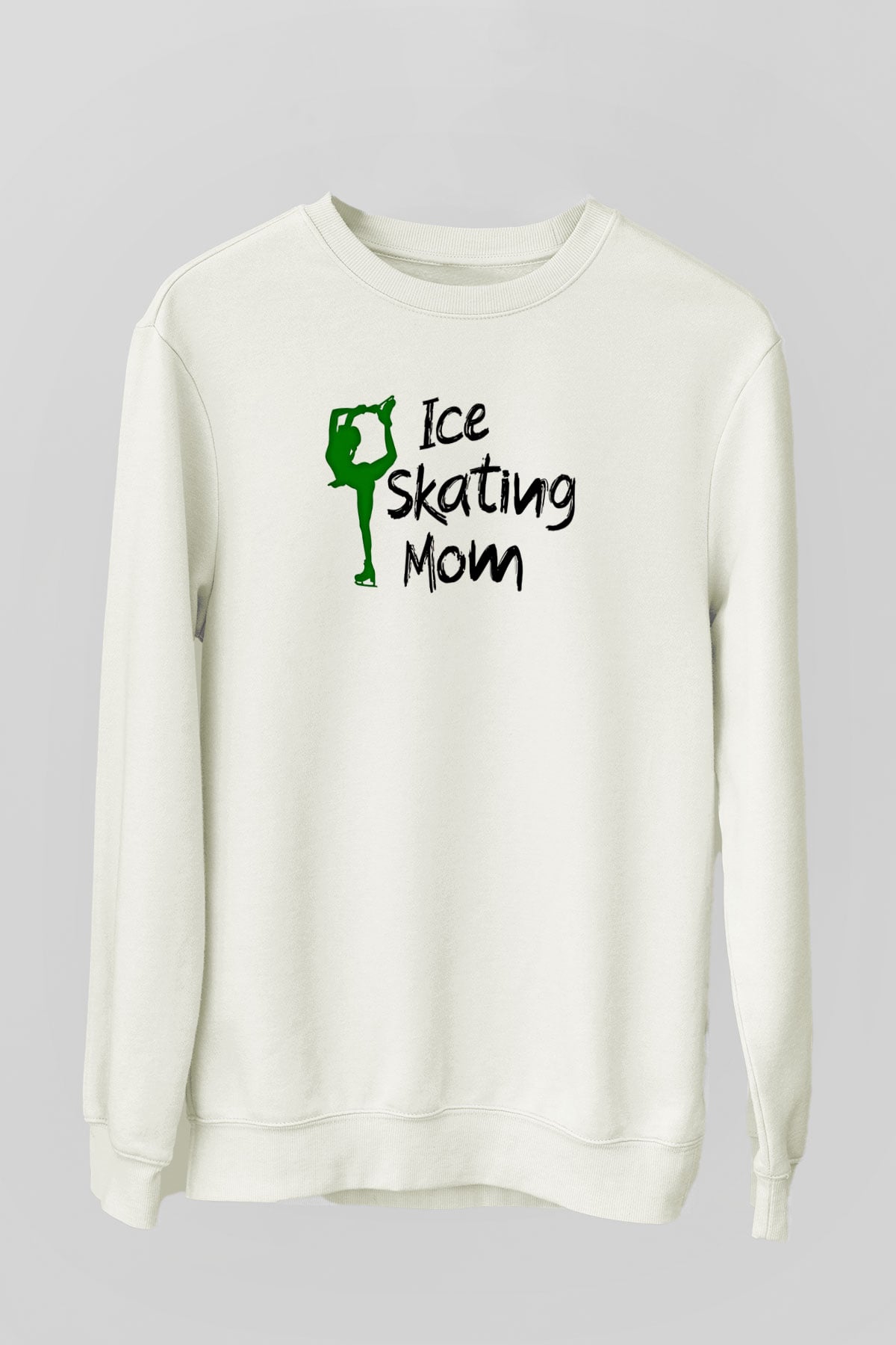 Buz Pateni Baskılı Unisex Ekru Sweatshirt