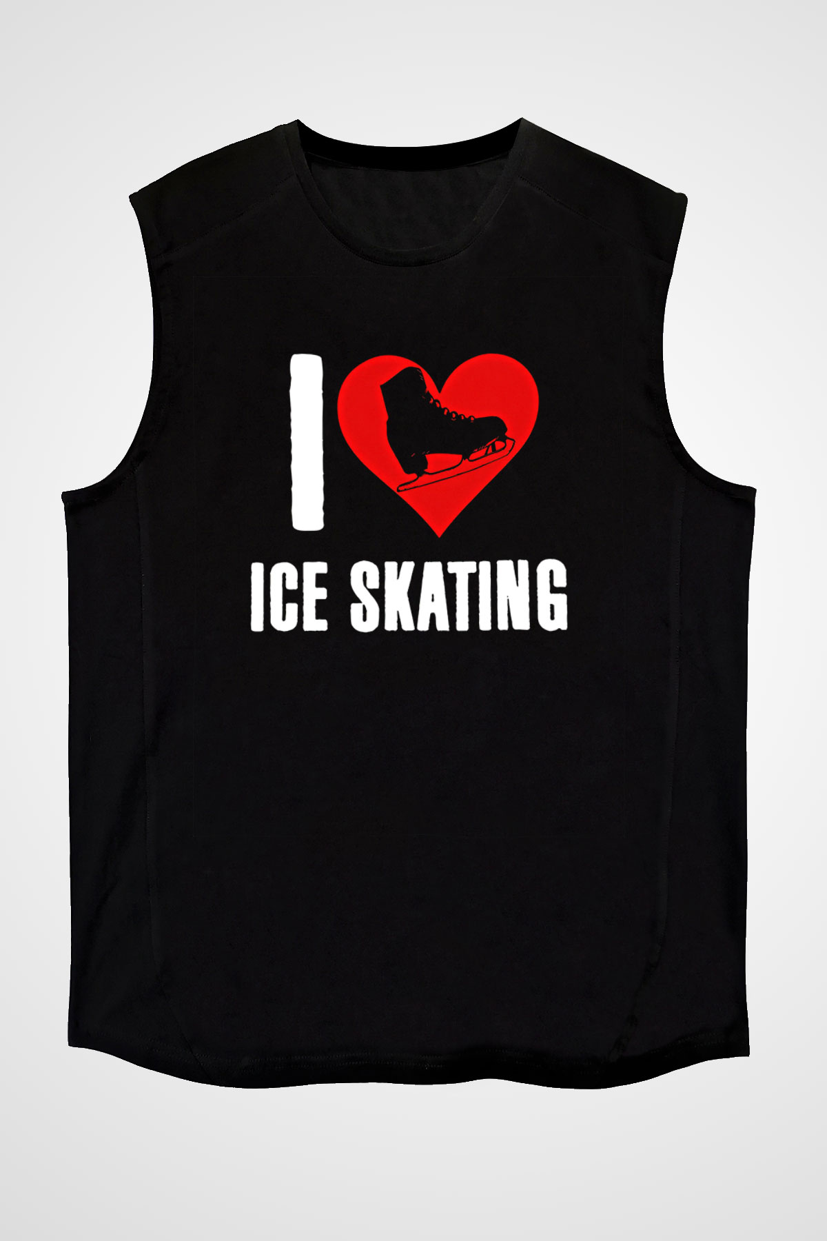 Buz Pateni - Ice skating Baskılı Unisex Siyah Kolsuz Tişört