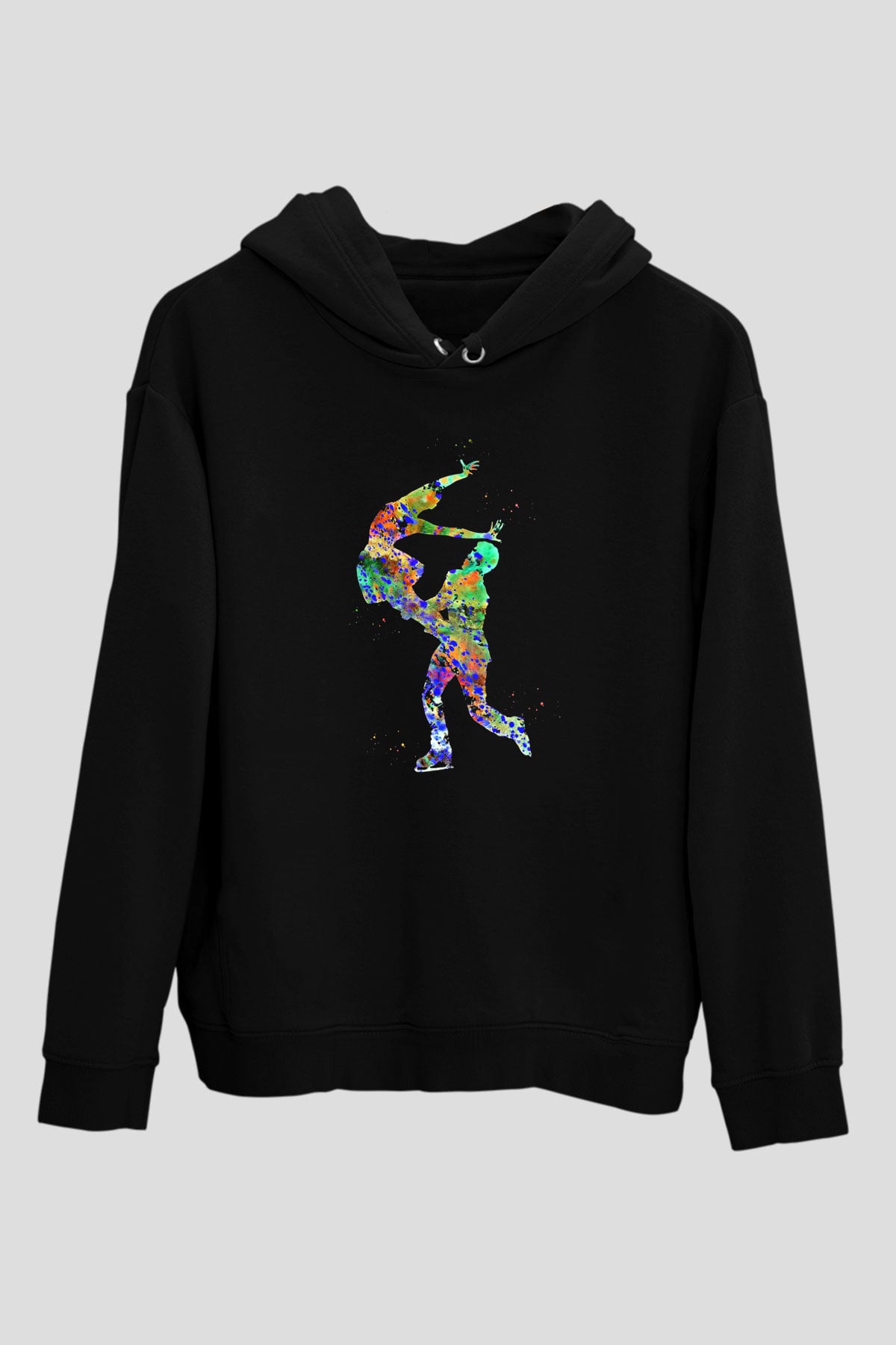 Buz Pateni - Ice skating Baskılı Unisex Siyah Hoodie
