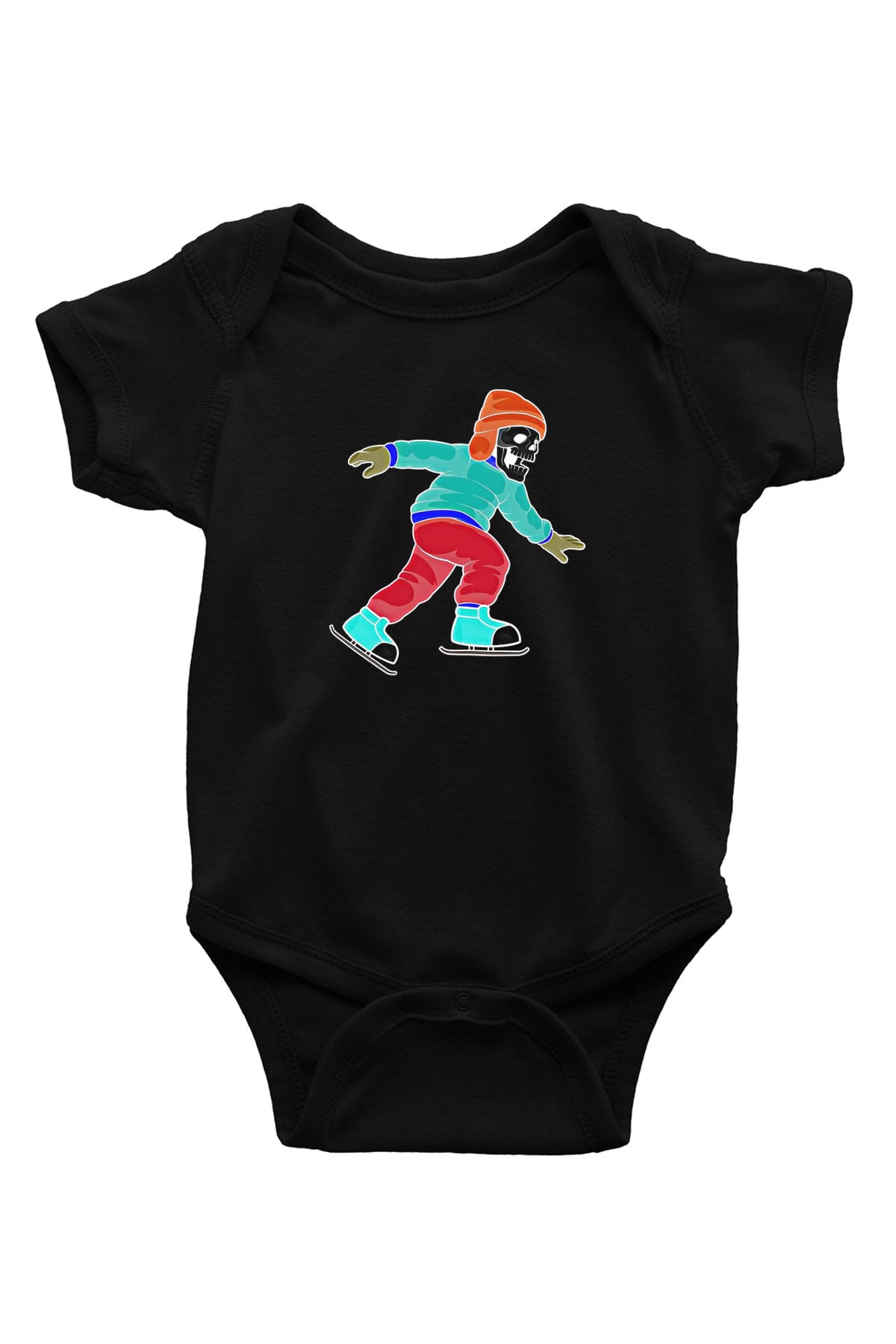 Buz Pateni - Ice skating Baskılı Unisex Siyah Bebek Body - Zıbın