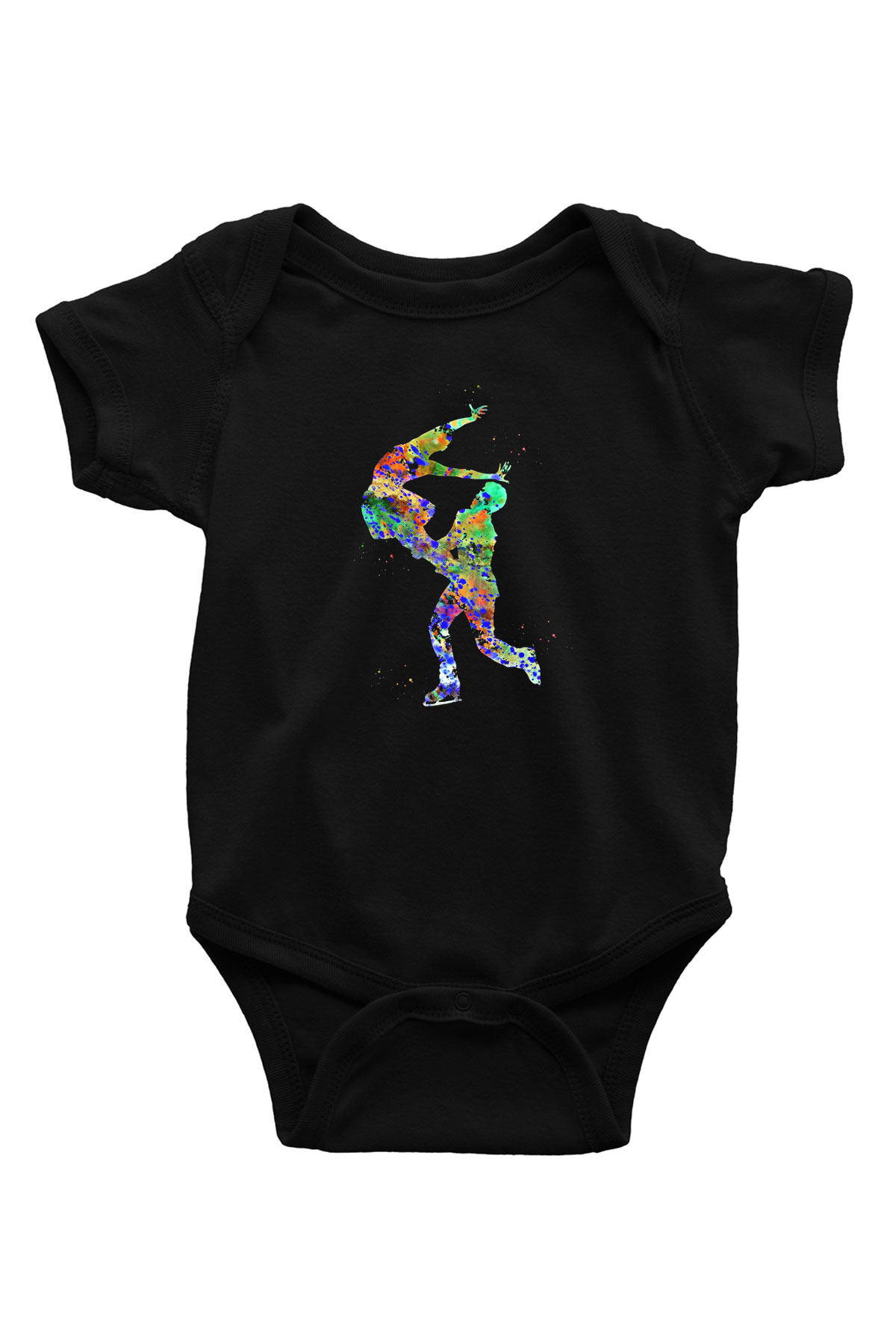 Buz Pateni - Ice skating Baskılı Unisex Siyah Bebek Body - Zıbın