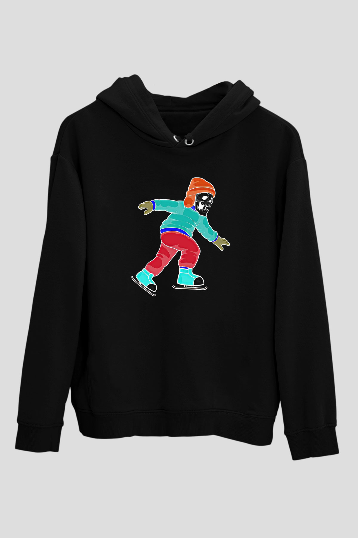 Buz Pateni - Ice skating Baskılı Unisex Siyah Hoodie