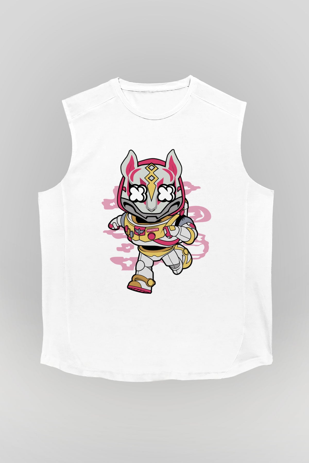Buzz Fortnite Baskılı Unisex Beyaz Kolsuz Tişört