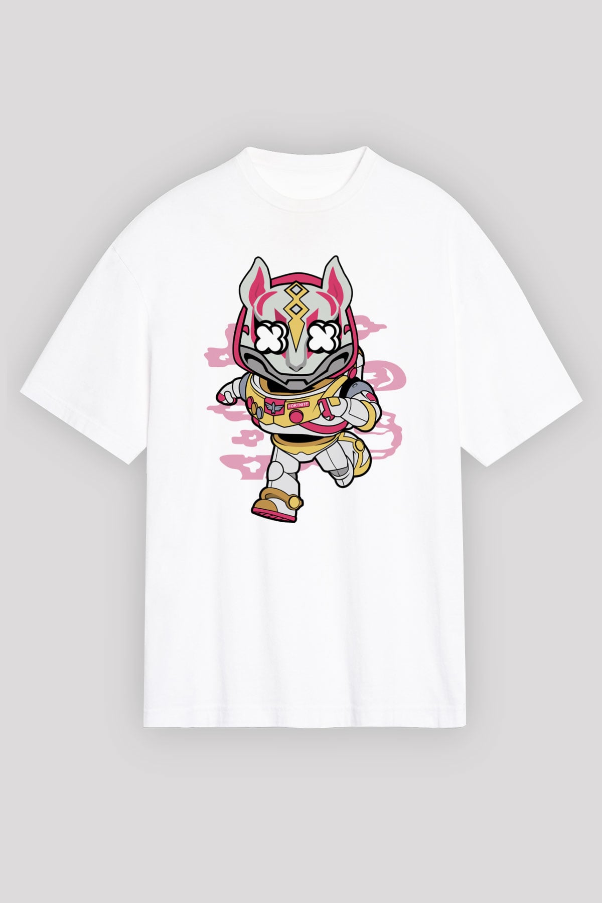 Buzz Fortnite Baskılı Unisex Beyaz Oversize Tişört
