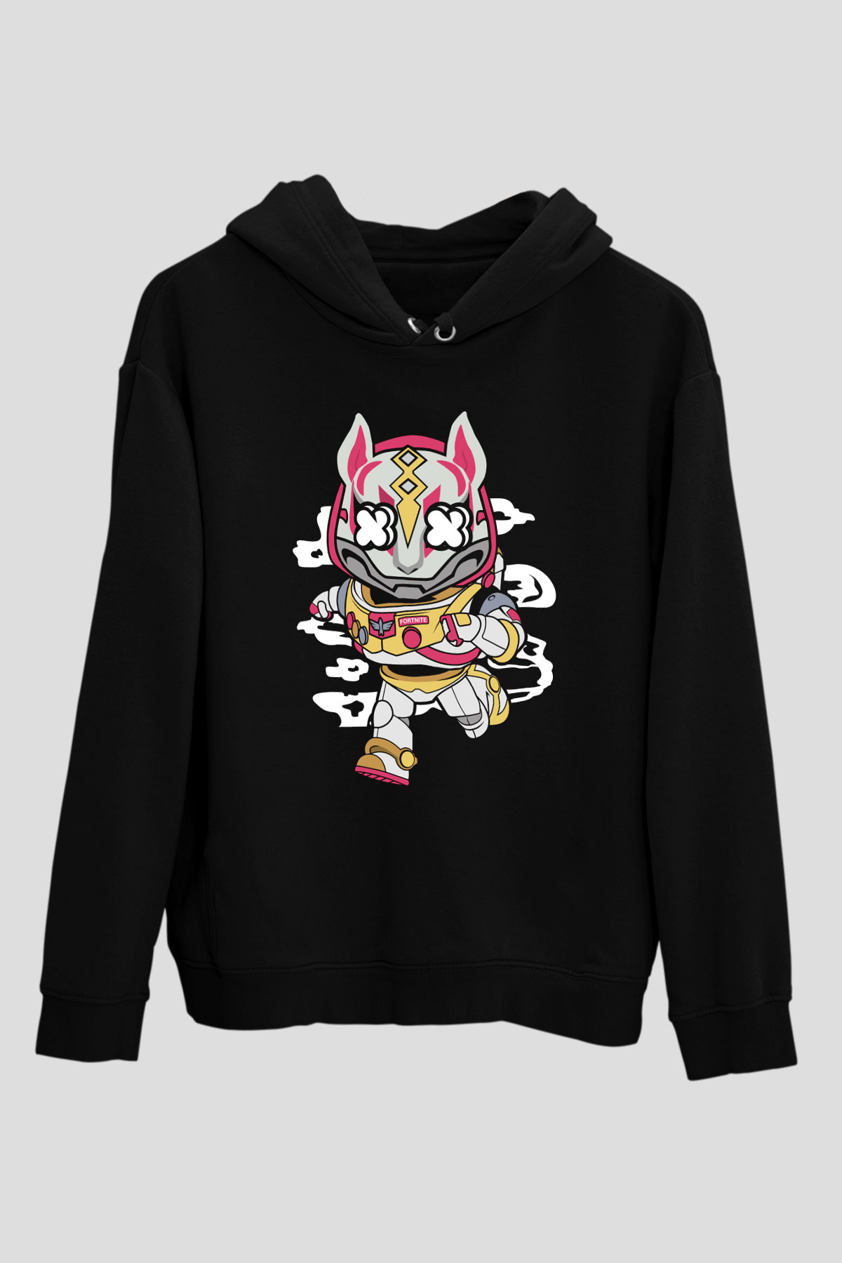 Buzz Fortnite Baskılı Unisex Siyah Hoodie