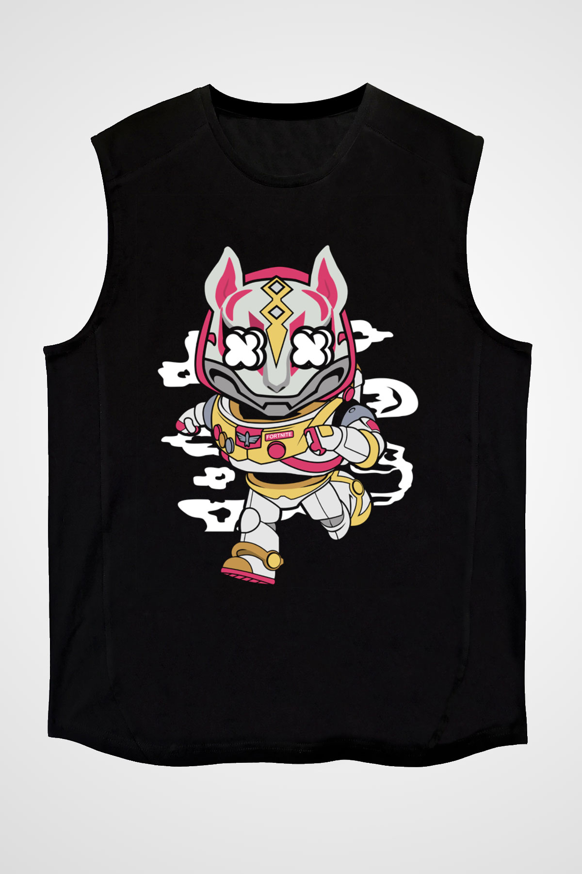 Buzz Fortnite Baskılı Unisex Siyah Kolsuz Tişört