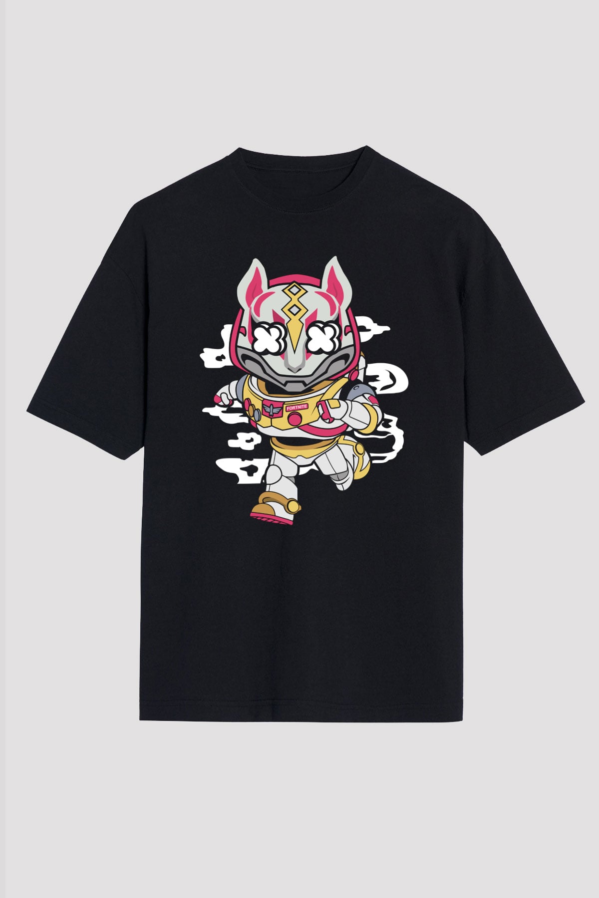 Buzz Fortnite Baskılı Unisex Siyah Oversize Tişört