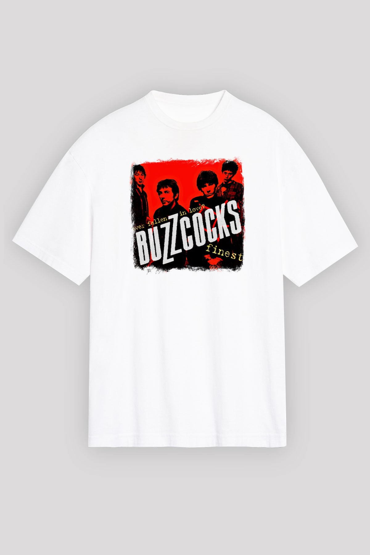 Buzzcocks Baskılı Unisex Beyaz Oversize Tişört