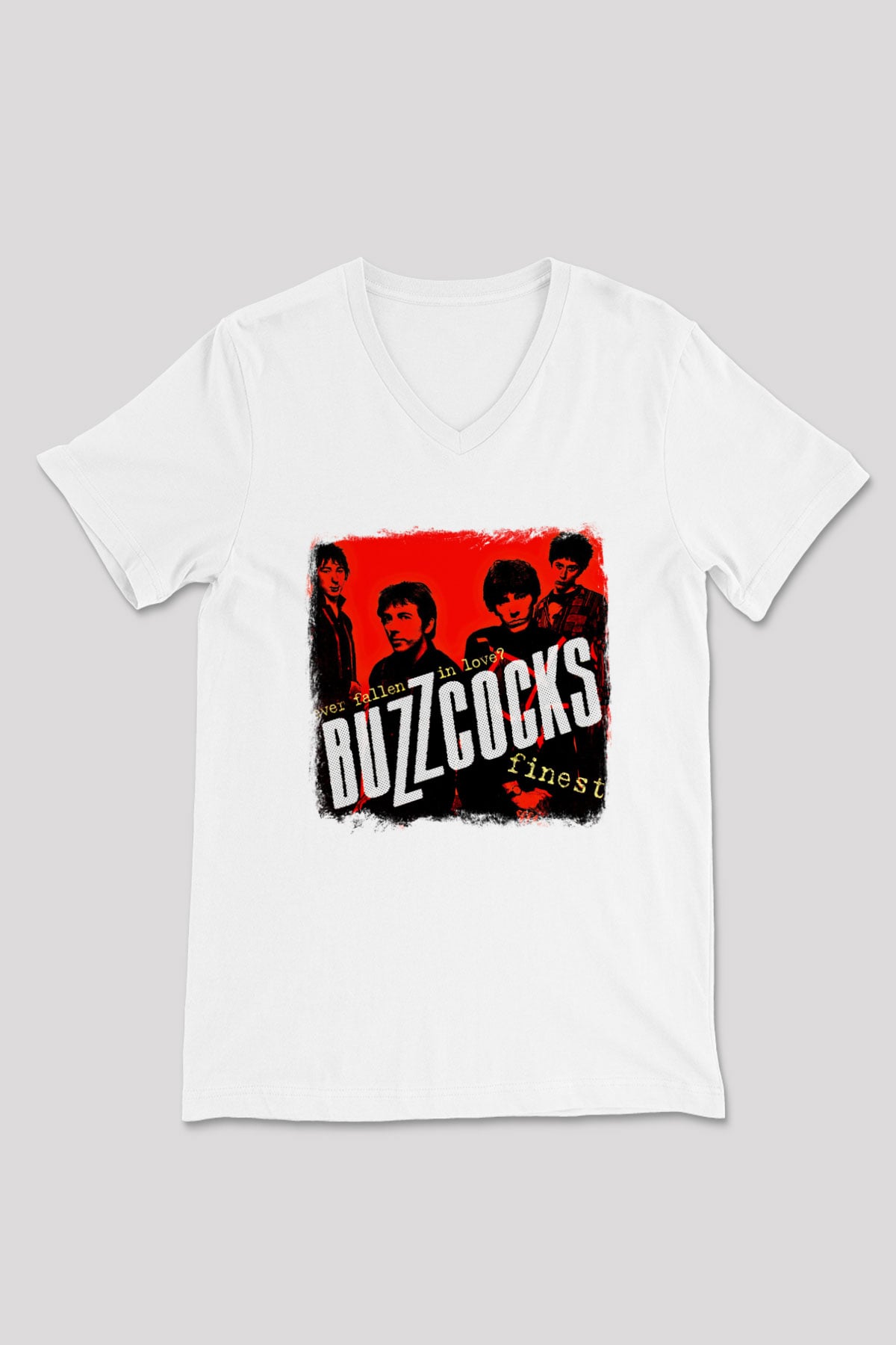 Buzzcocks Baskılı Unisex Beyaz V Yaka Tişört