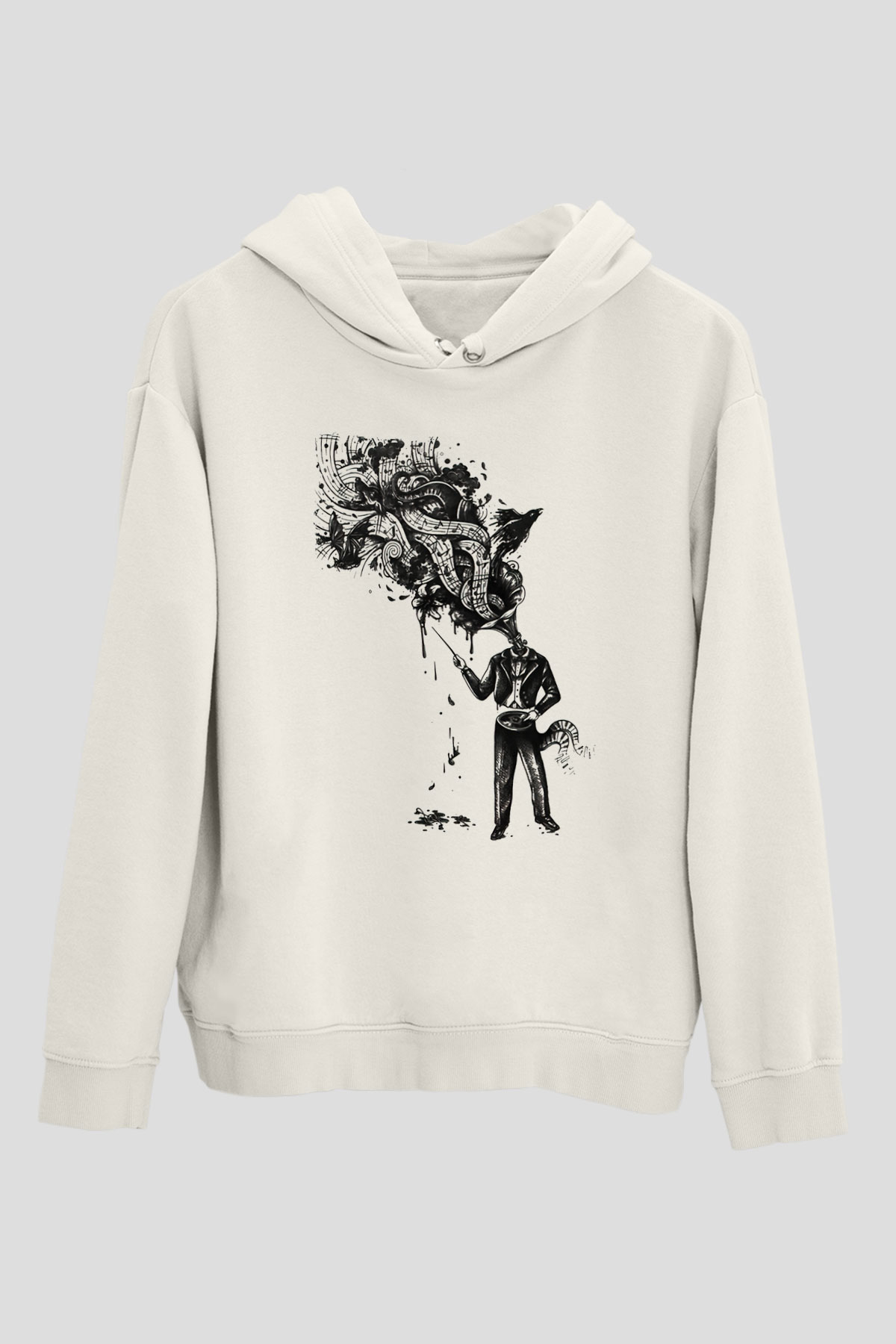 Cacophony Beyaz Unisex Kapüşonlu Sweatshirt