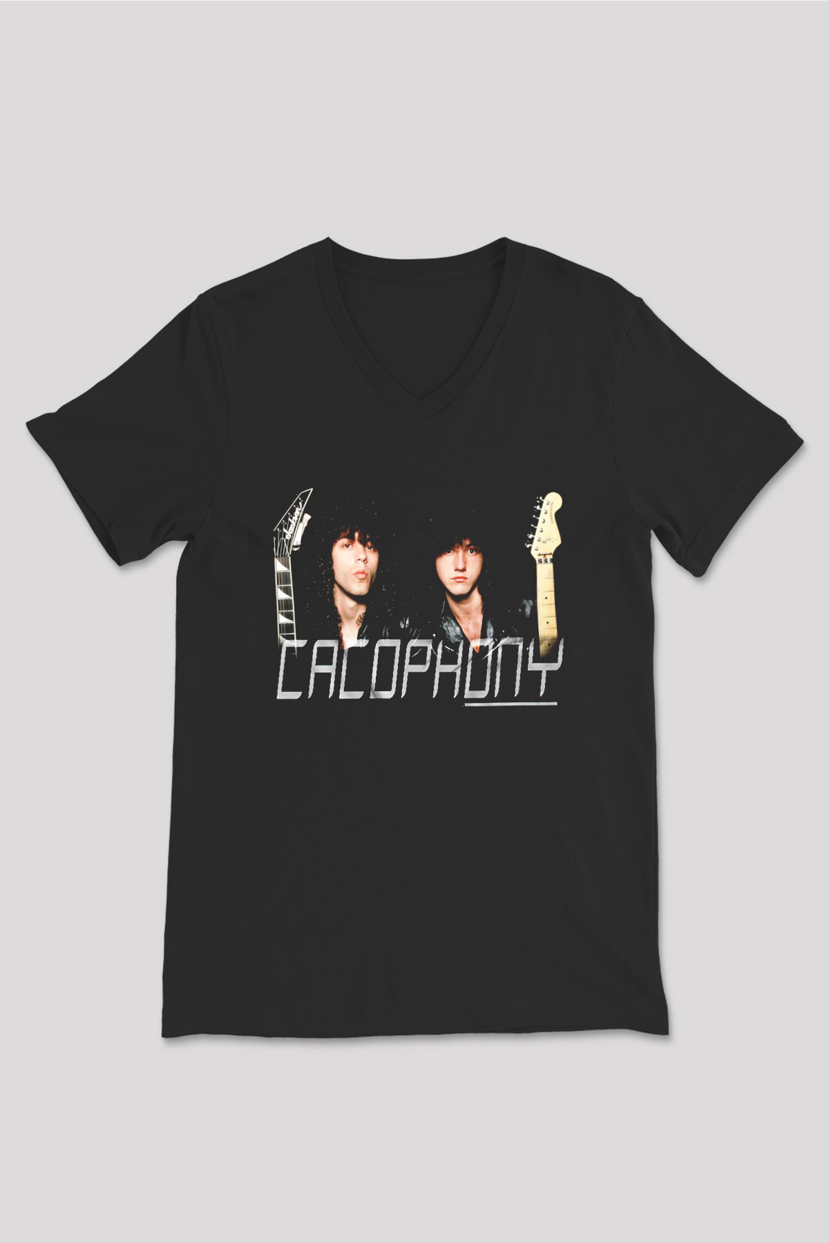 Cacophony Siyah Unisex V Yaka Tişört T-Shirt