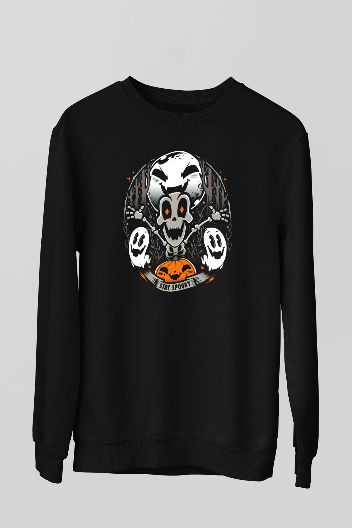 Cadılar Bayramı Baskılı Unisex Siyah  Sweatshirt
