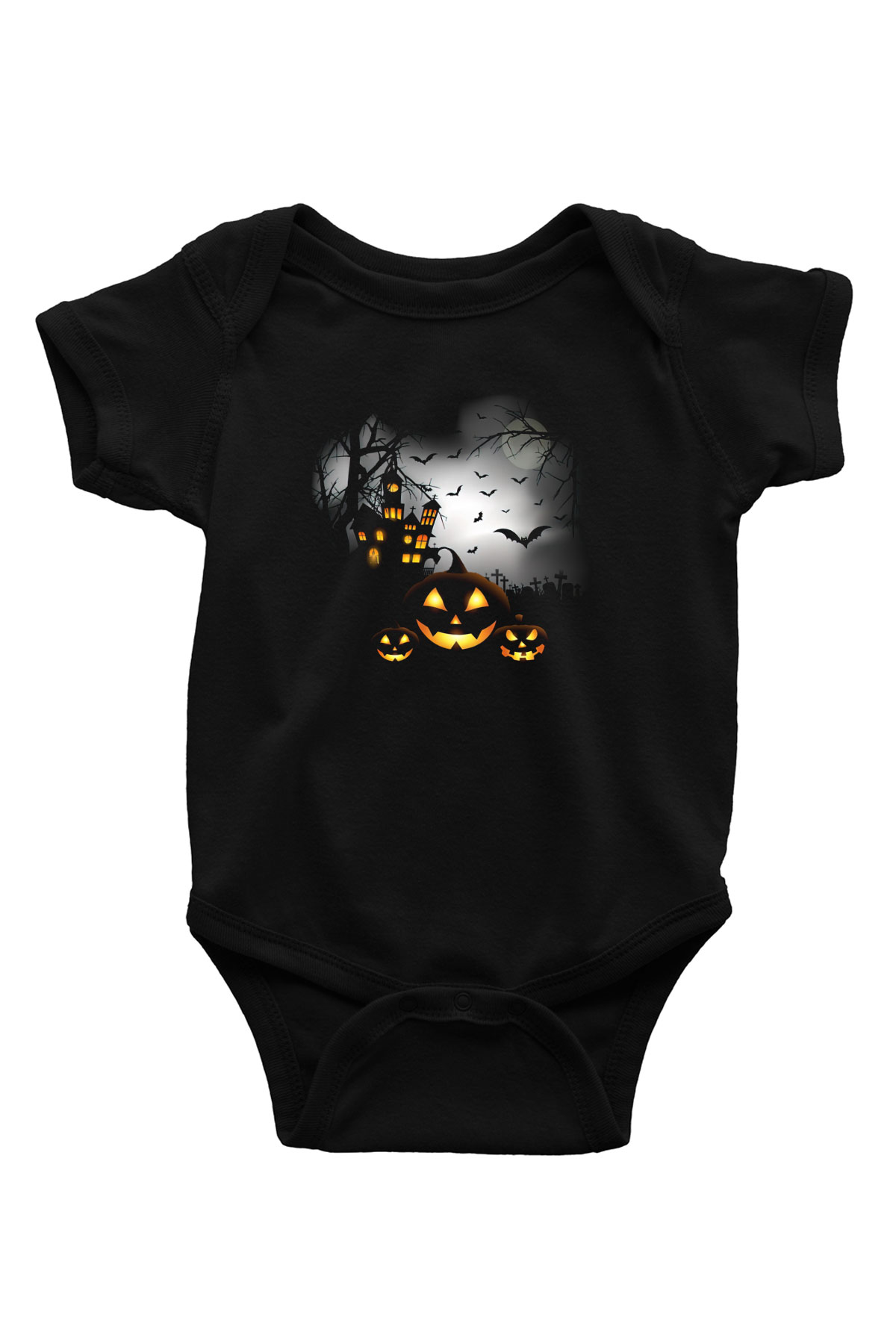 Cadılar Bayramı-Halloween Baskılı Siyah Bebek Body - Zıbın