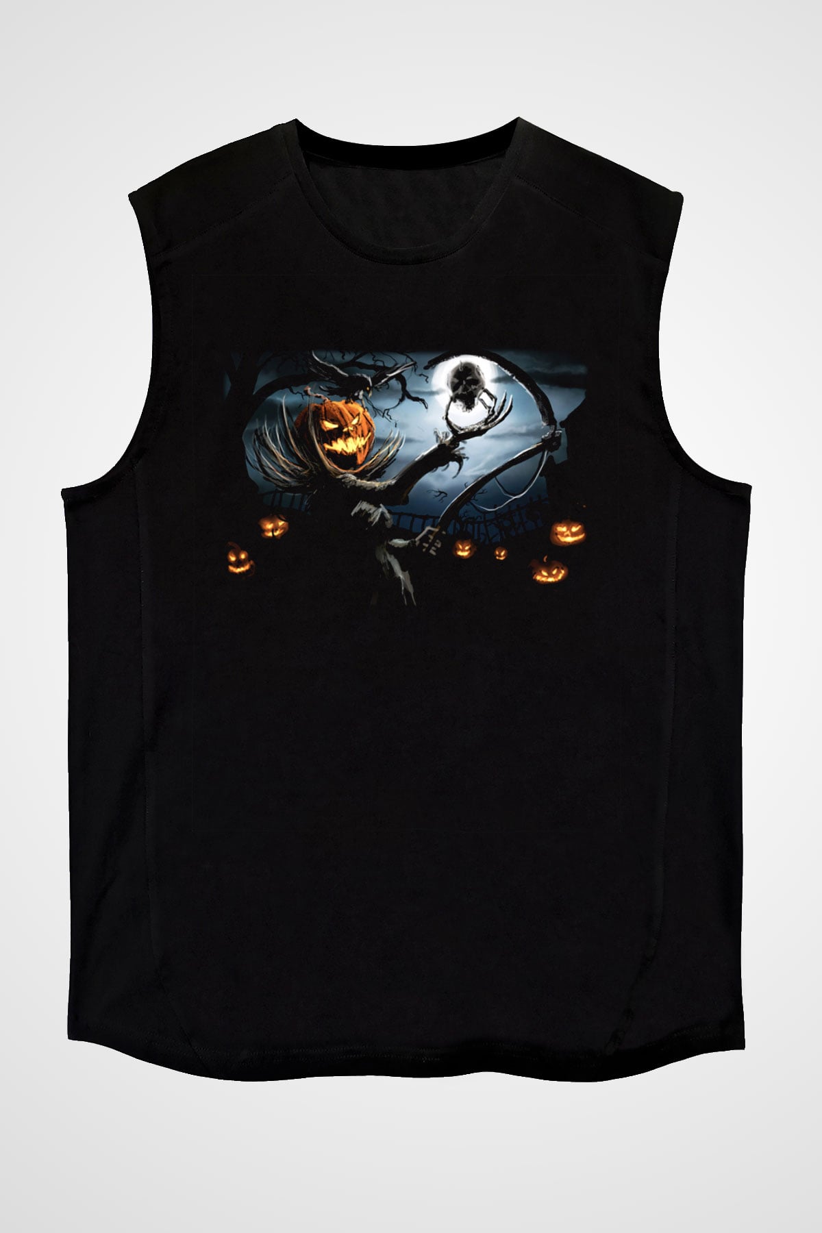 Cadılar Bayramı-Halloween Siyah Unisex Kolsuz Tişört