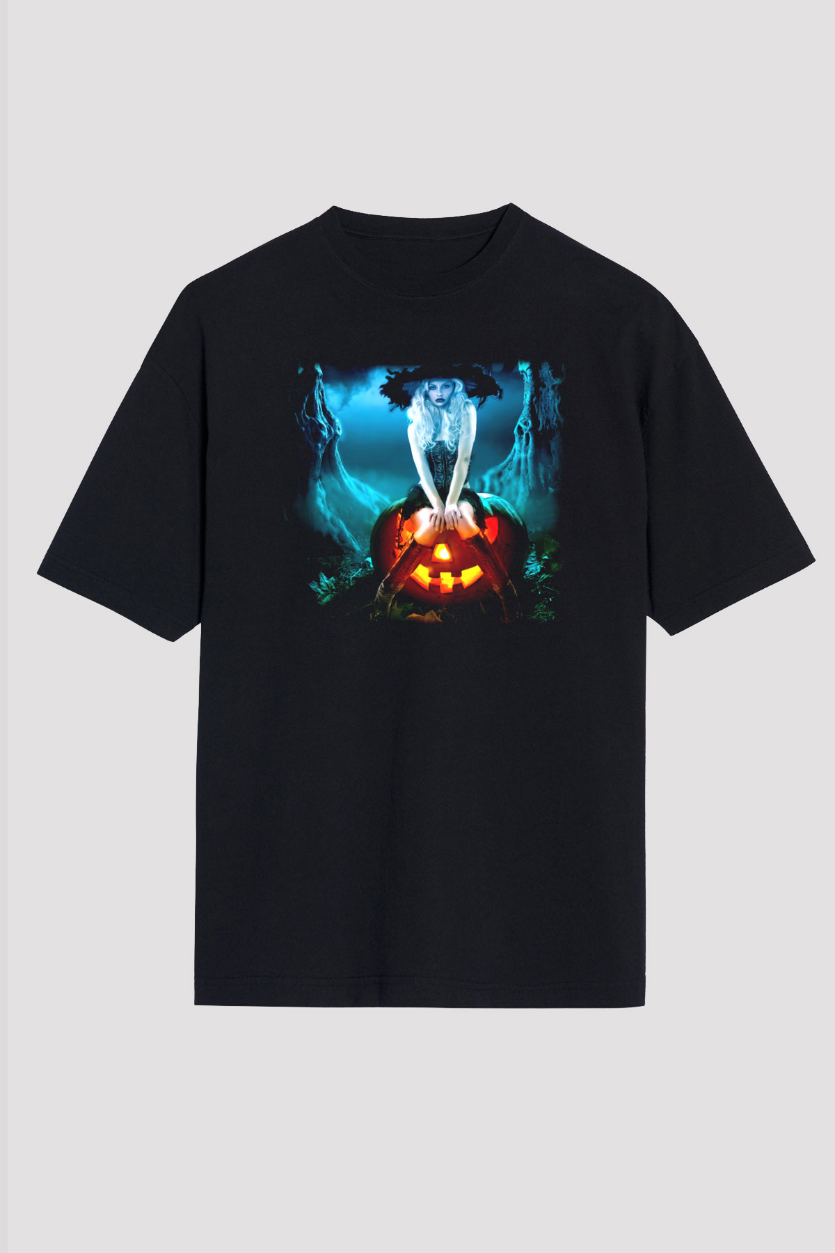 Cadılar Bayramı-Halloween Siyah Unisex Oversize Tişört T-Shirt