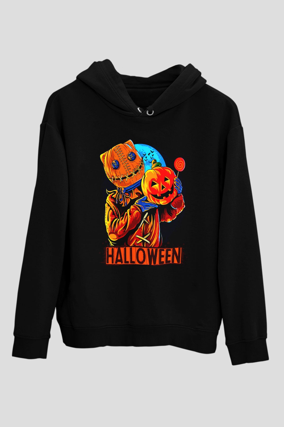 Cadılar Bayramı-Halloween Siyah Unisex Kapüşonlu Sweatshirt