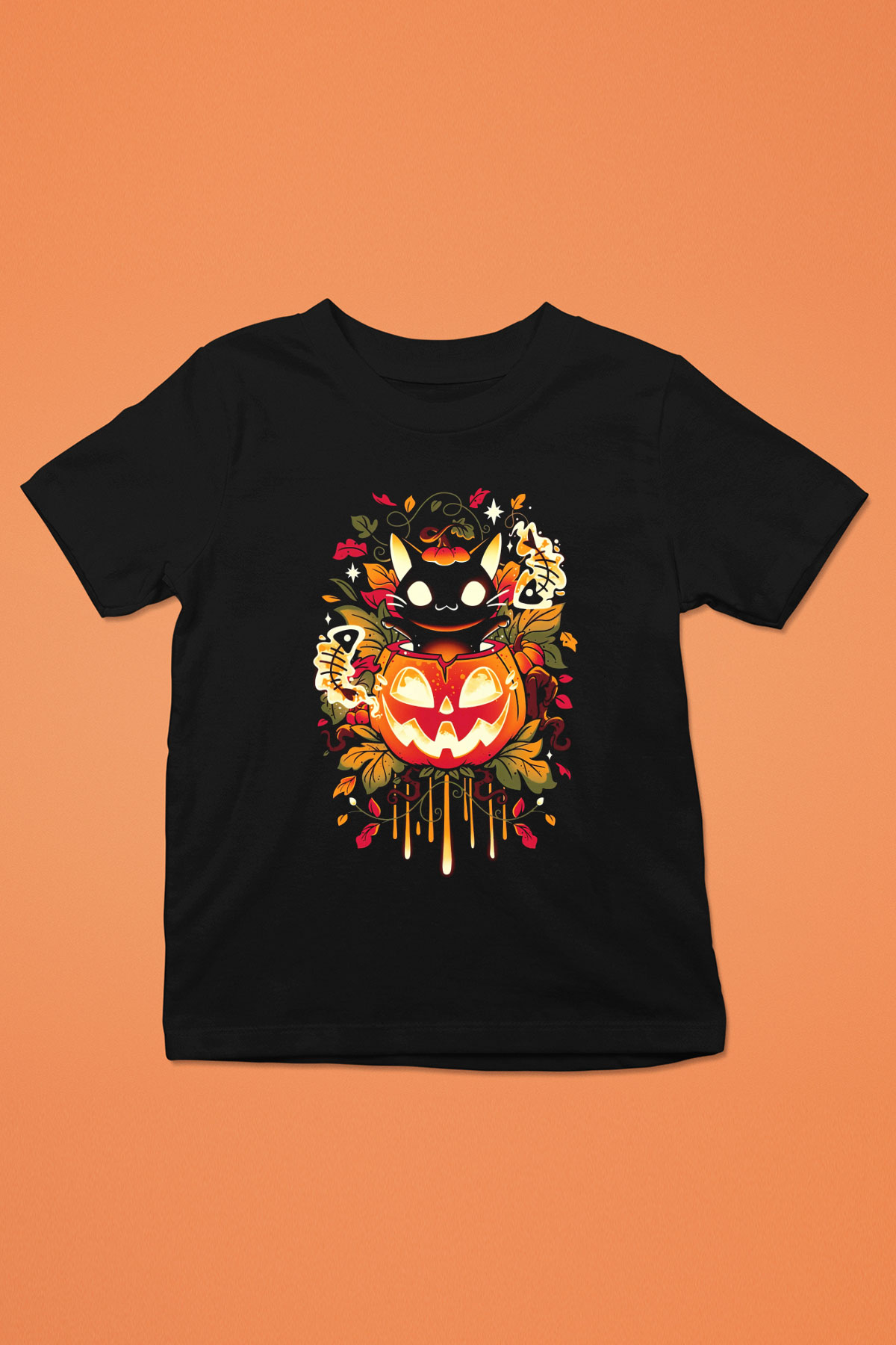 Cadılar Bayramı-Halloween Siyah Unisex Çocuk Tişört