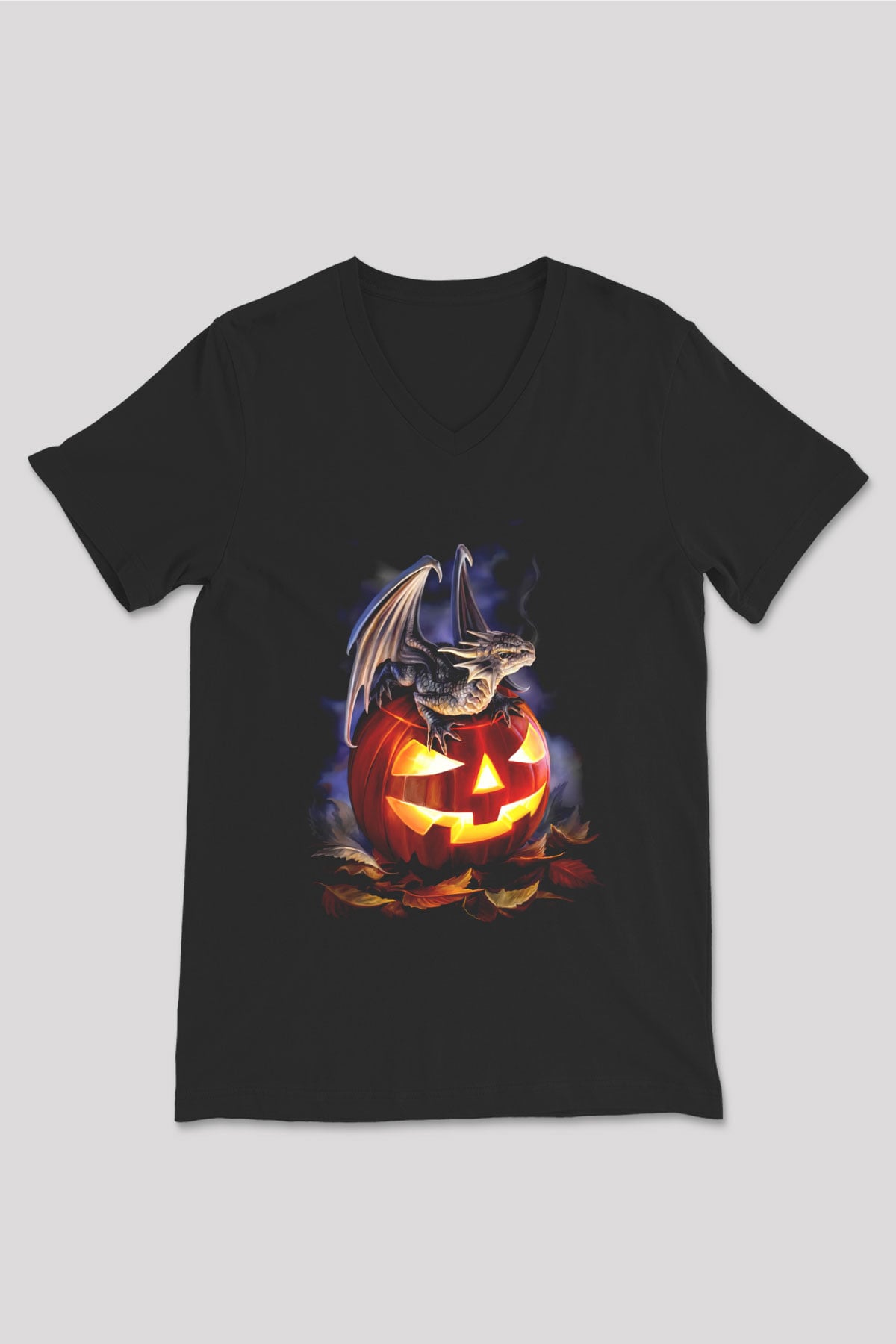Cadılar Bayramı-Halloween Siyah Unisex V Yaka Tişört