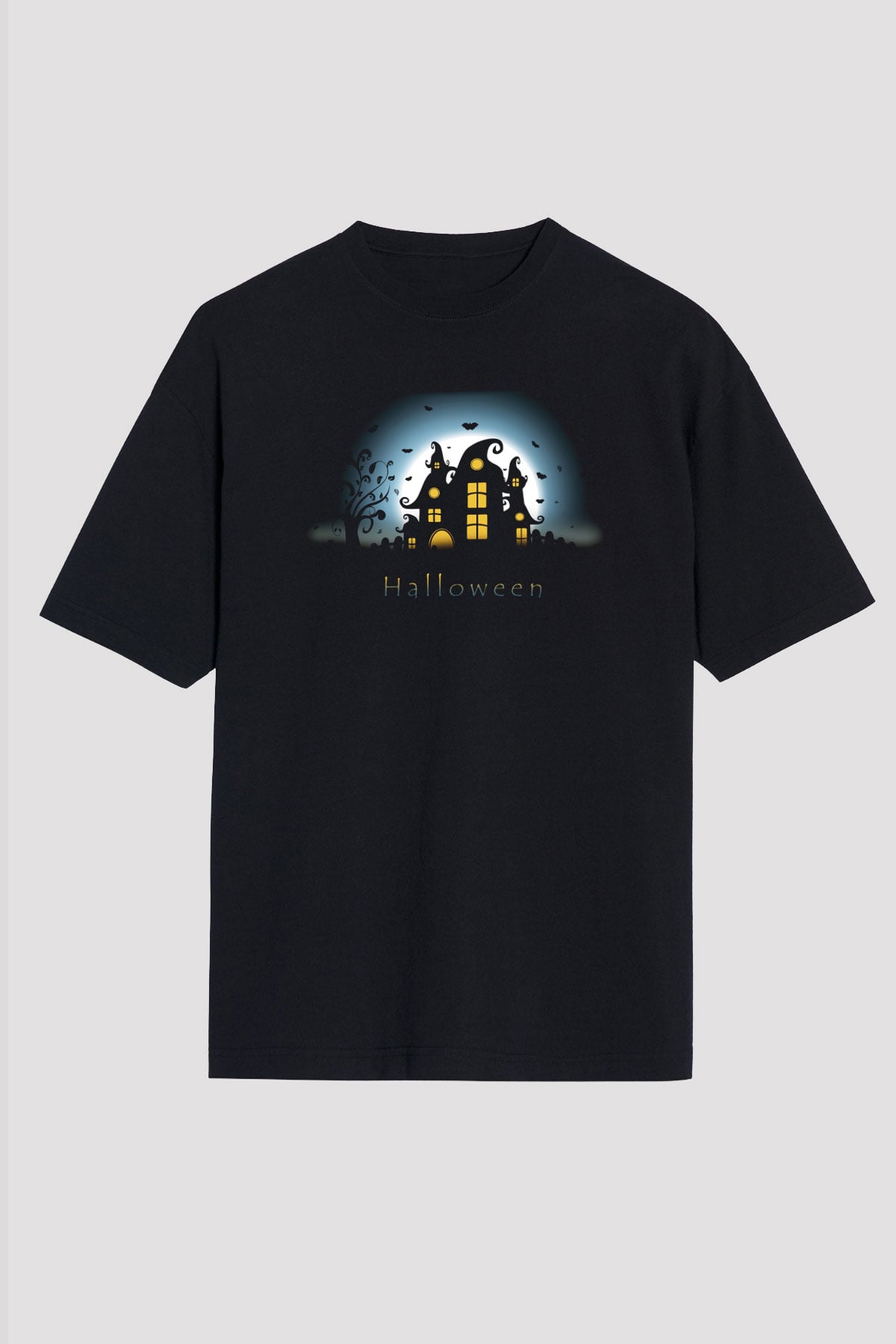 Cadılar Bayramı-Halloween Siyah Unisex Oversize Tişört T-Shirt
