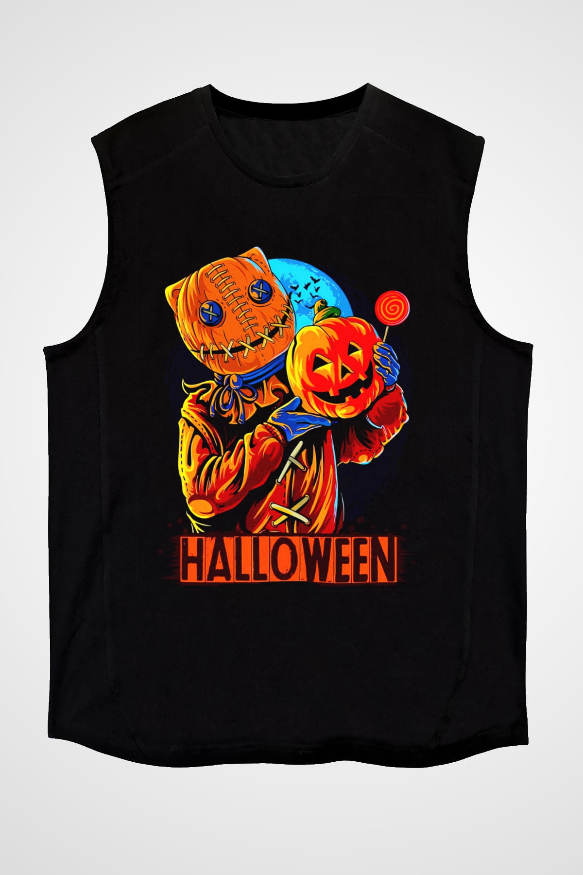 Cadılar Bayramı-Halloween Siyah Unisex Kolsuz Tişört