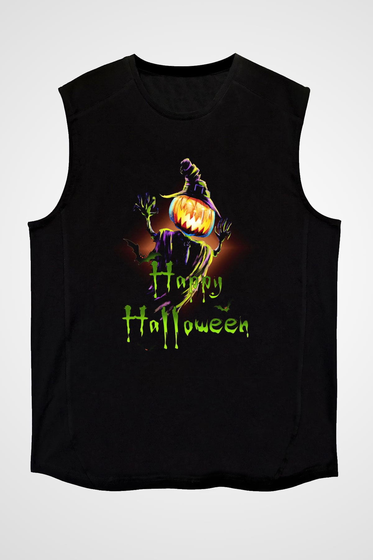 Cadılar Bayramı-Halloween Siyah Unisex Kolsuz Tişört