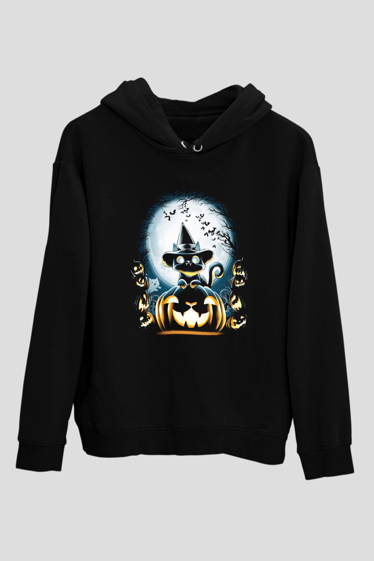 Cadılar Bayramı-Halloween Siyah Unisex Kapüşonlu Sweatshirt