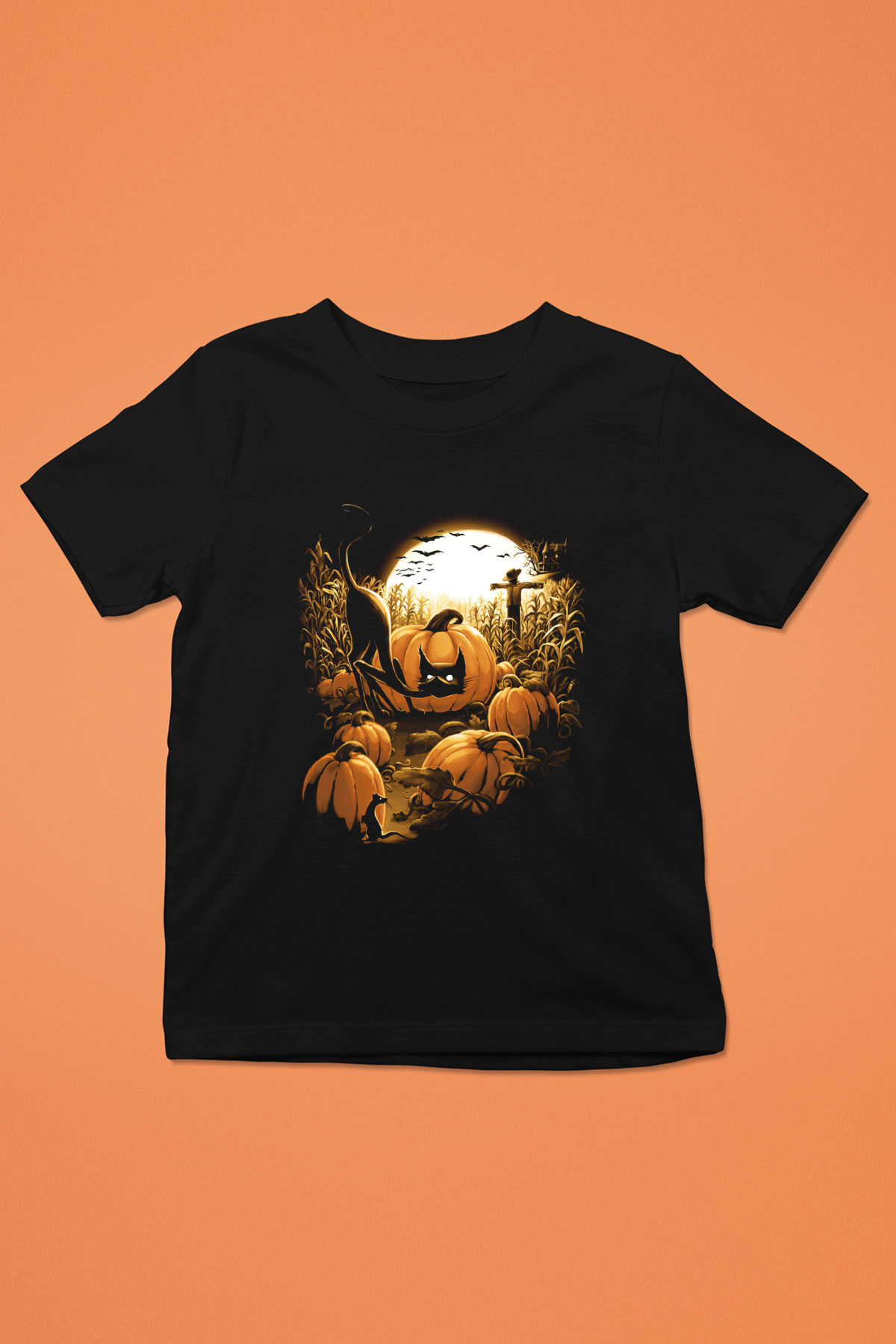 Cadılar Bayramı-Halloween Siyah Unisex Çocuk Tişört