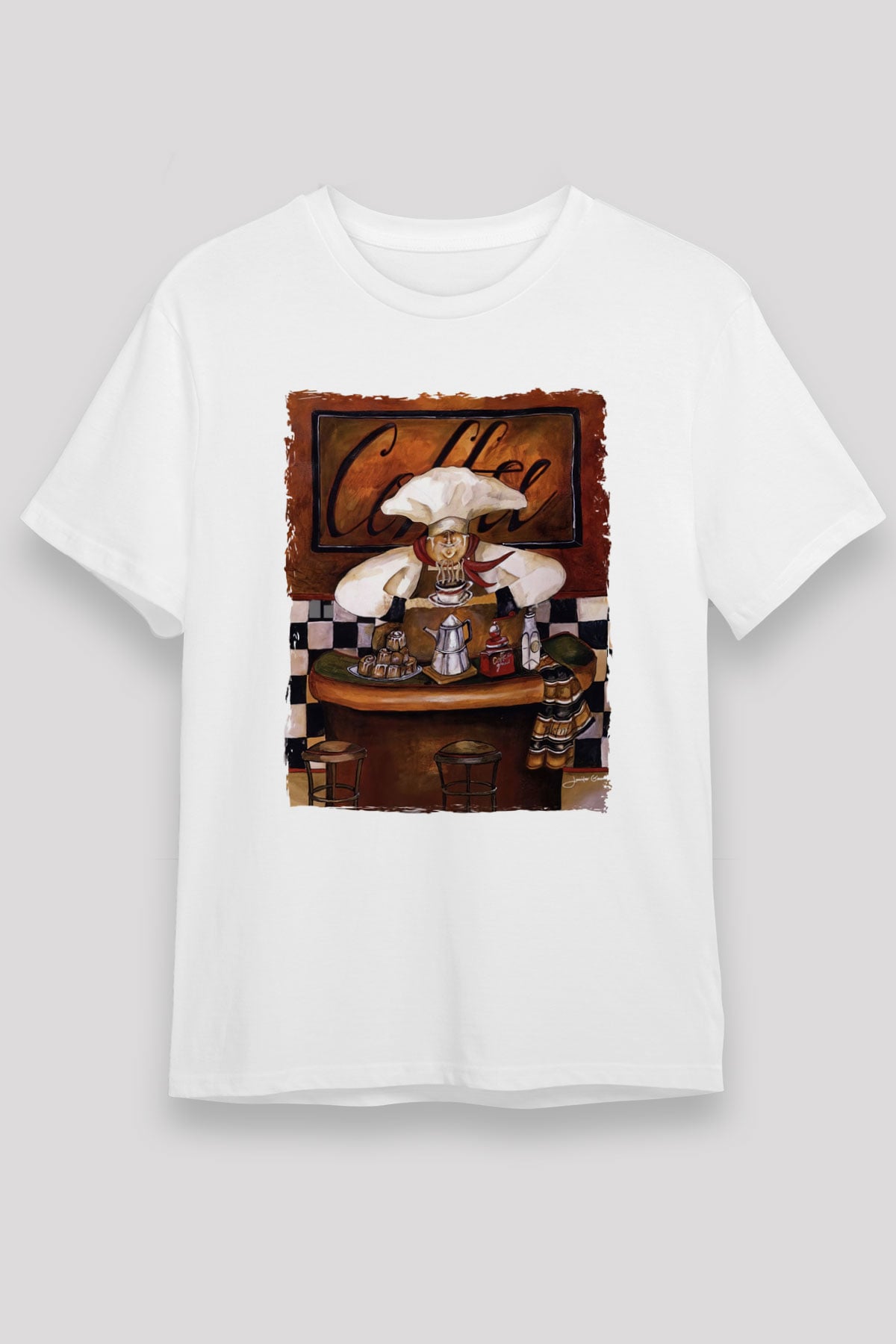 Cafe Beyaz Unisex Tişört T-Shirt - TişörtFabrikası