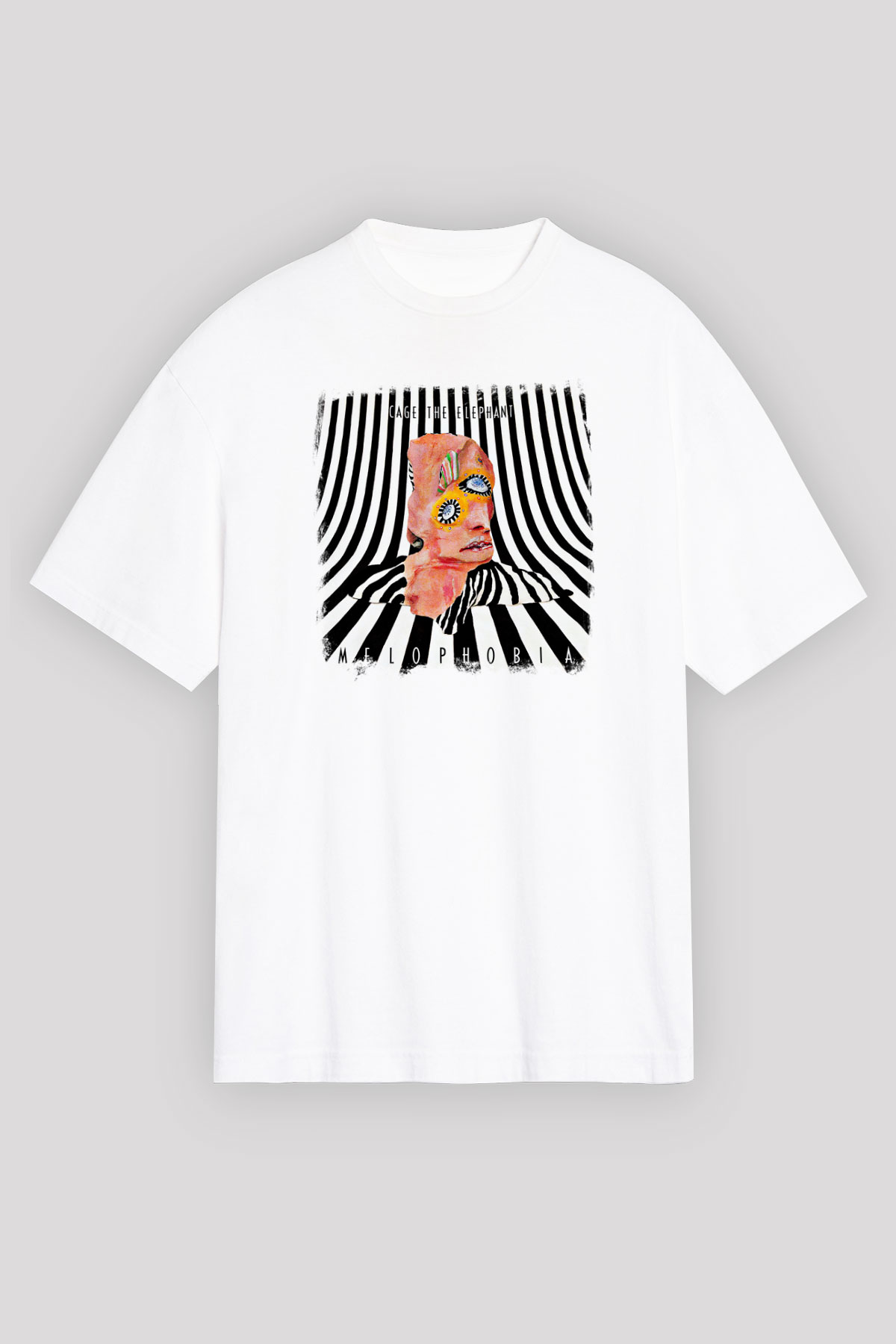 Cage the Elephant Baskılı Unisex Beyaz Oversize Tişört