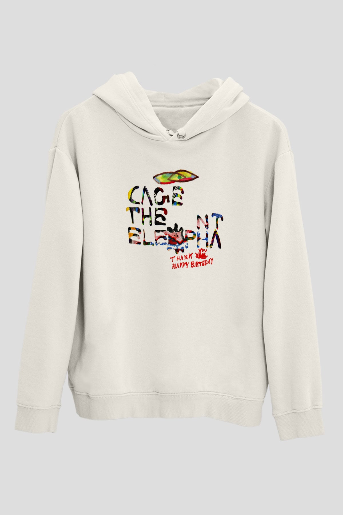 Cage the Elephant Baskılı Unisex Beyaz Hoodie