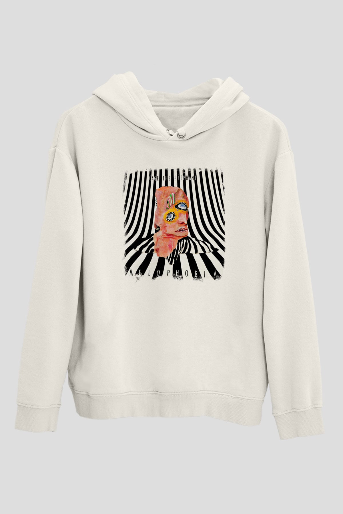 Cage the Elephant Baskılı Unisex Beyaz Hoodie