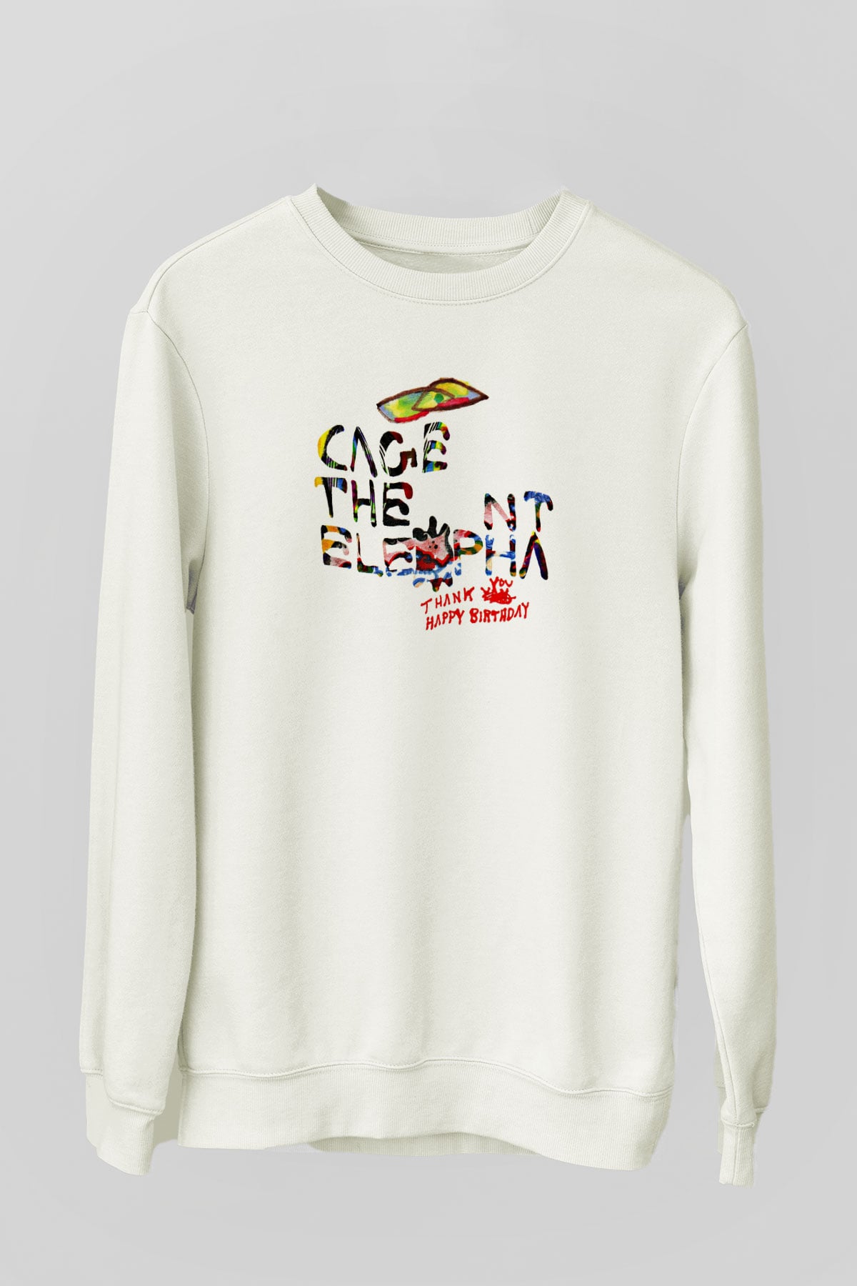 Cage the Elephant Baskılı Unisex Beyaz Sweatshirt