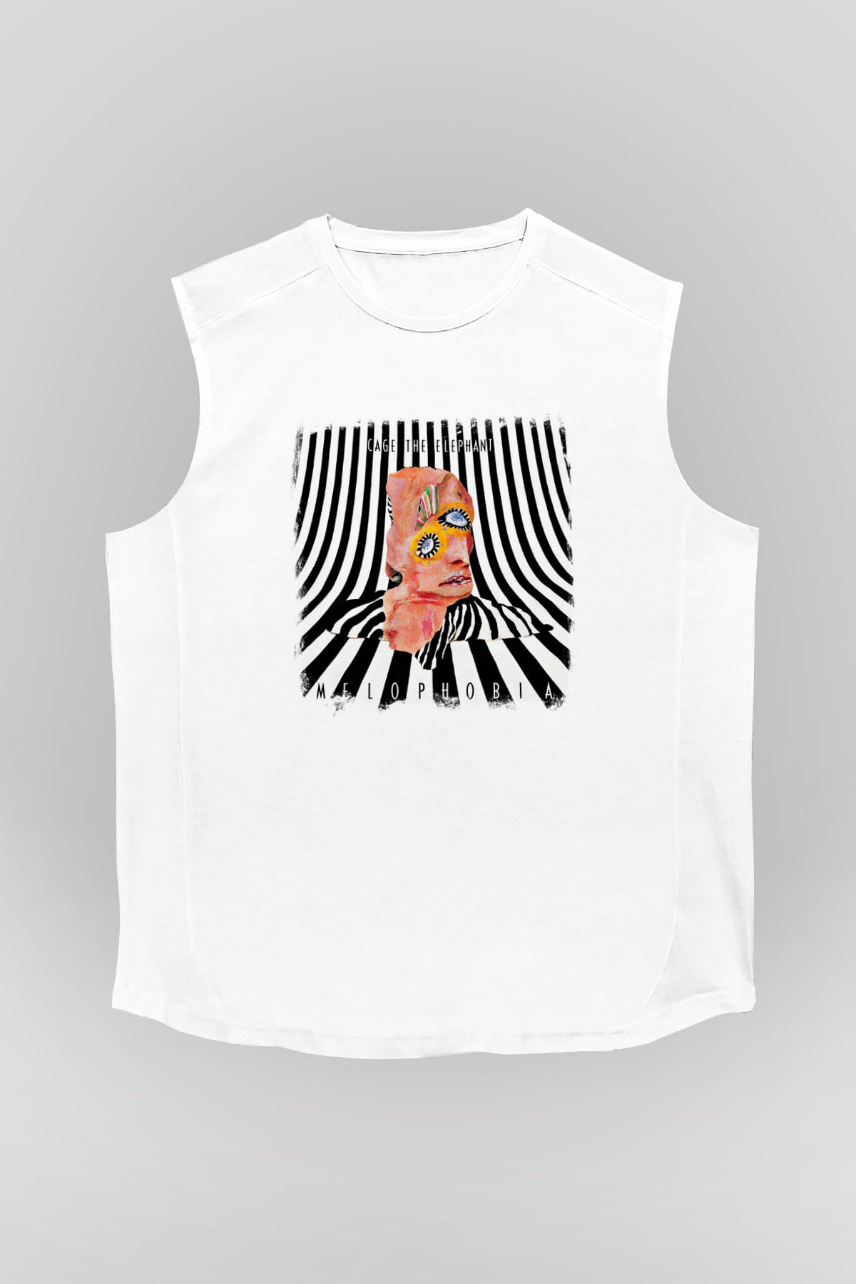 Cage the Elephant Baskılı Unisex Beyaz Kolsuz Tişört