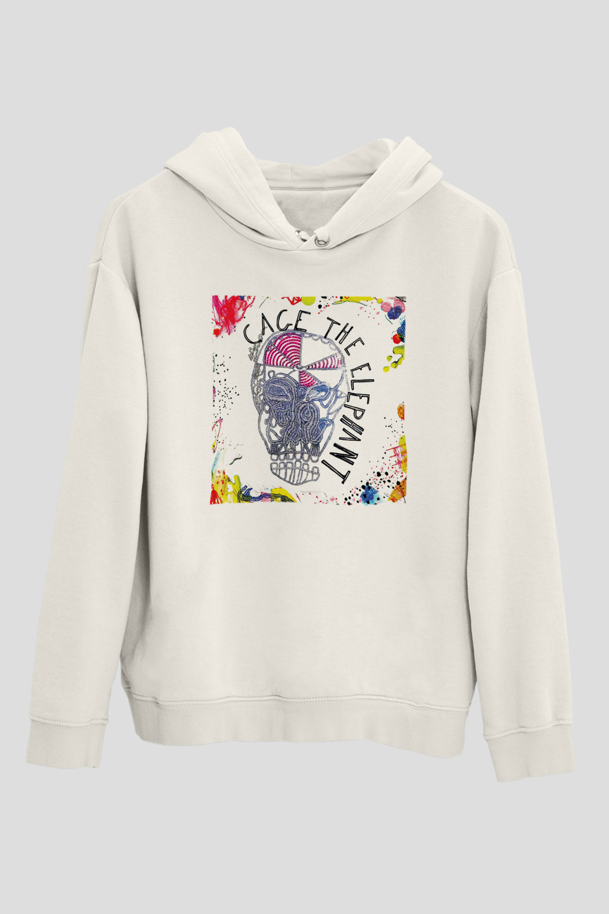 Cage the Elephant Beyaz Unisex Kapşonlu Sweatshirt