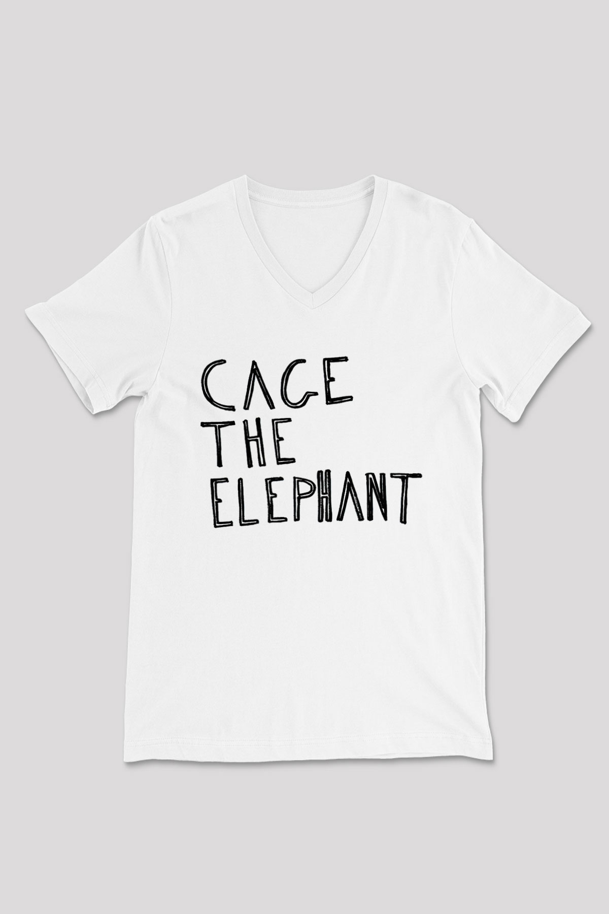 Cage the Elephant Beyaz Unisex V Yaka Tişört T-Shirt