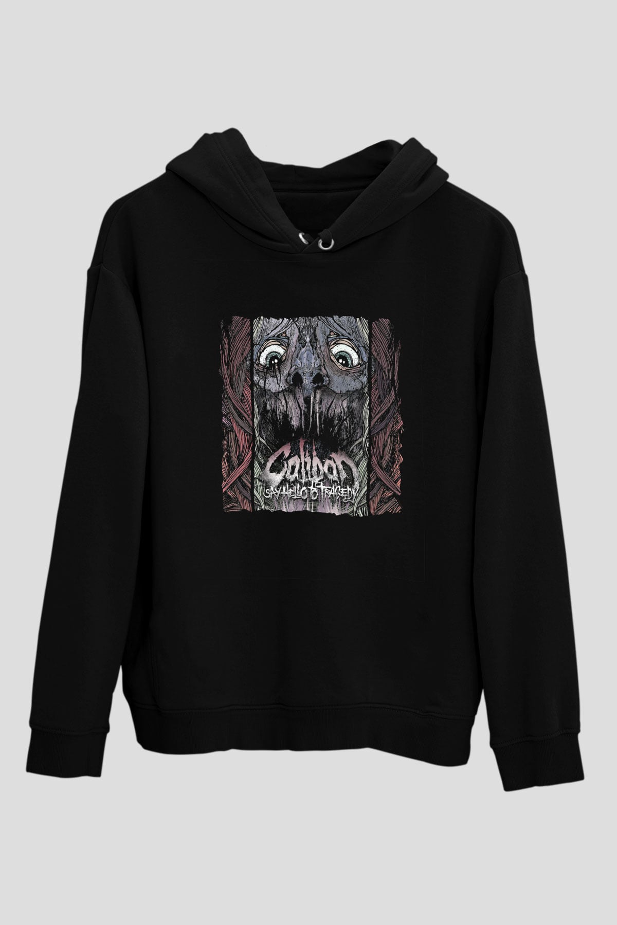 Caliban Baskılı Unisex Siyah Hoodie