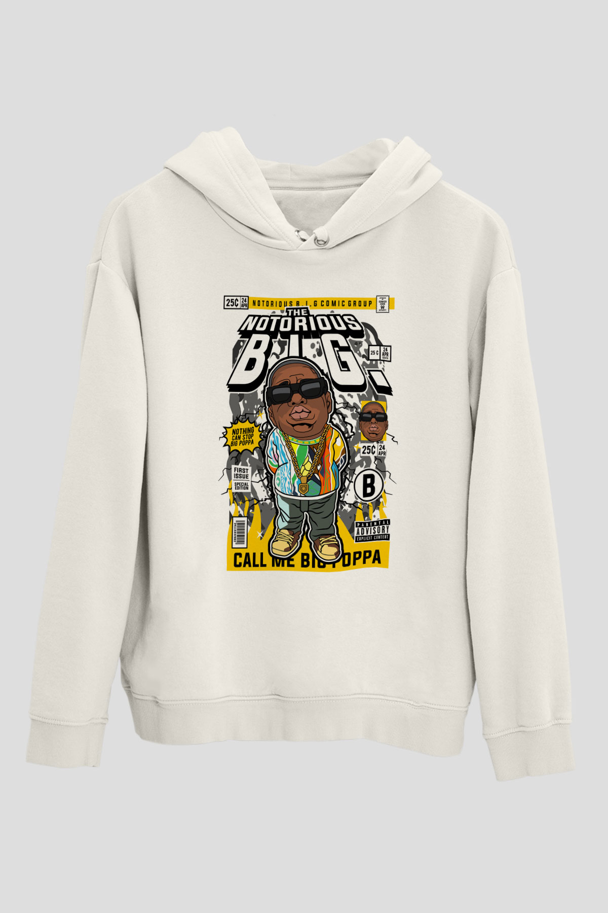 Call Me B.I.G Baskılı Unisex Beyaz Hoodie