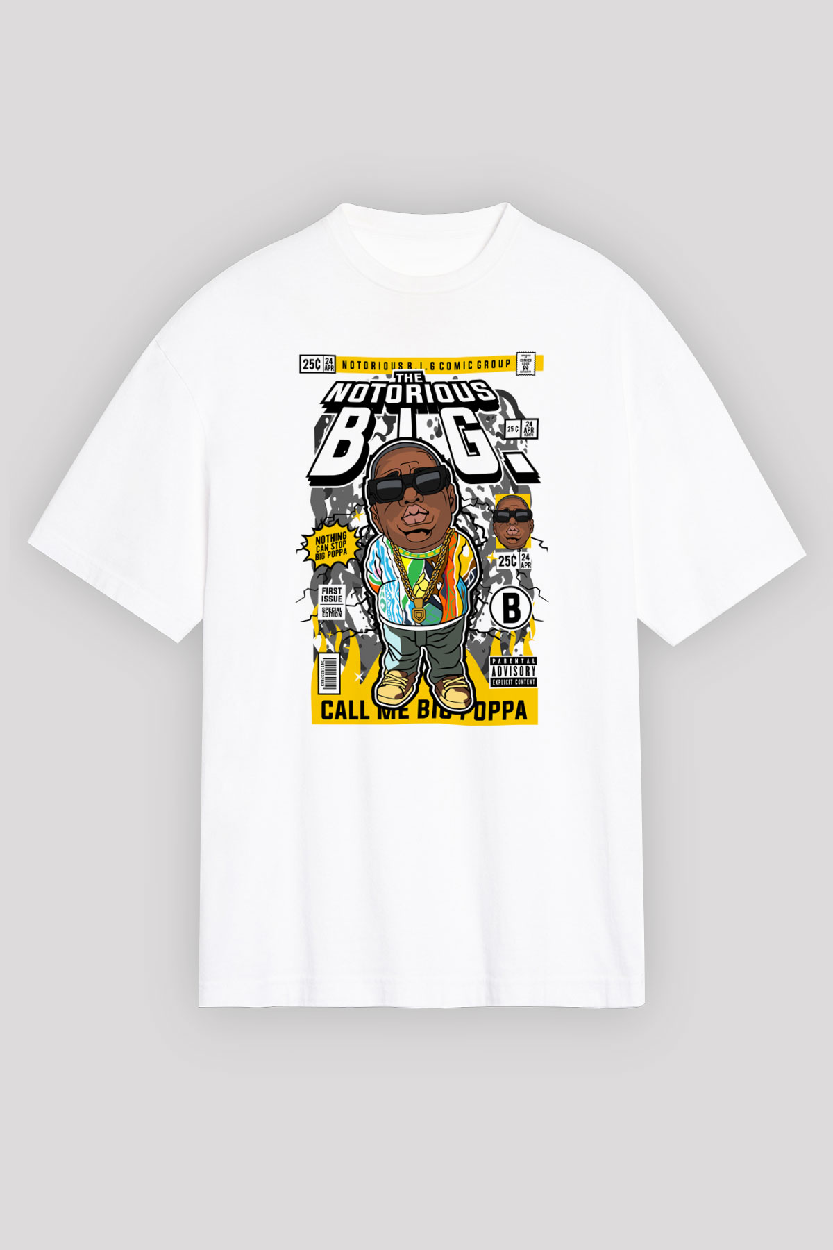 Call Me B.I.G Baskılı Unisex Beyaz Oversize Tişört