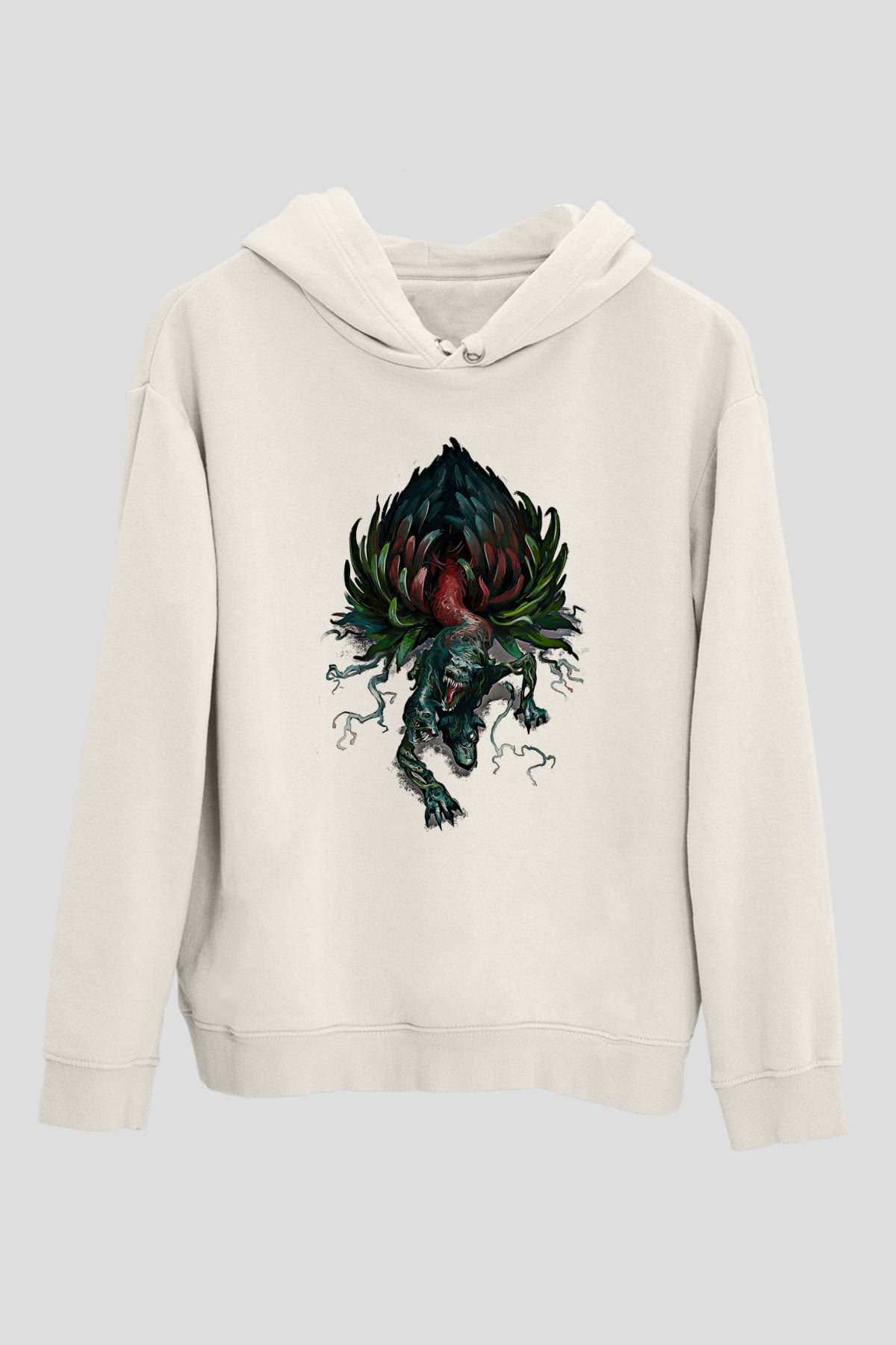 Call Of Ctulhu Baskılı Beyaz Unisex Kapüşonlu Sweatshirt