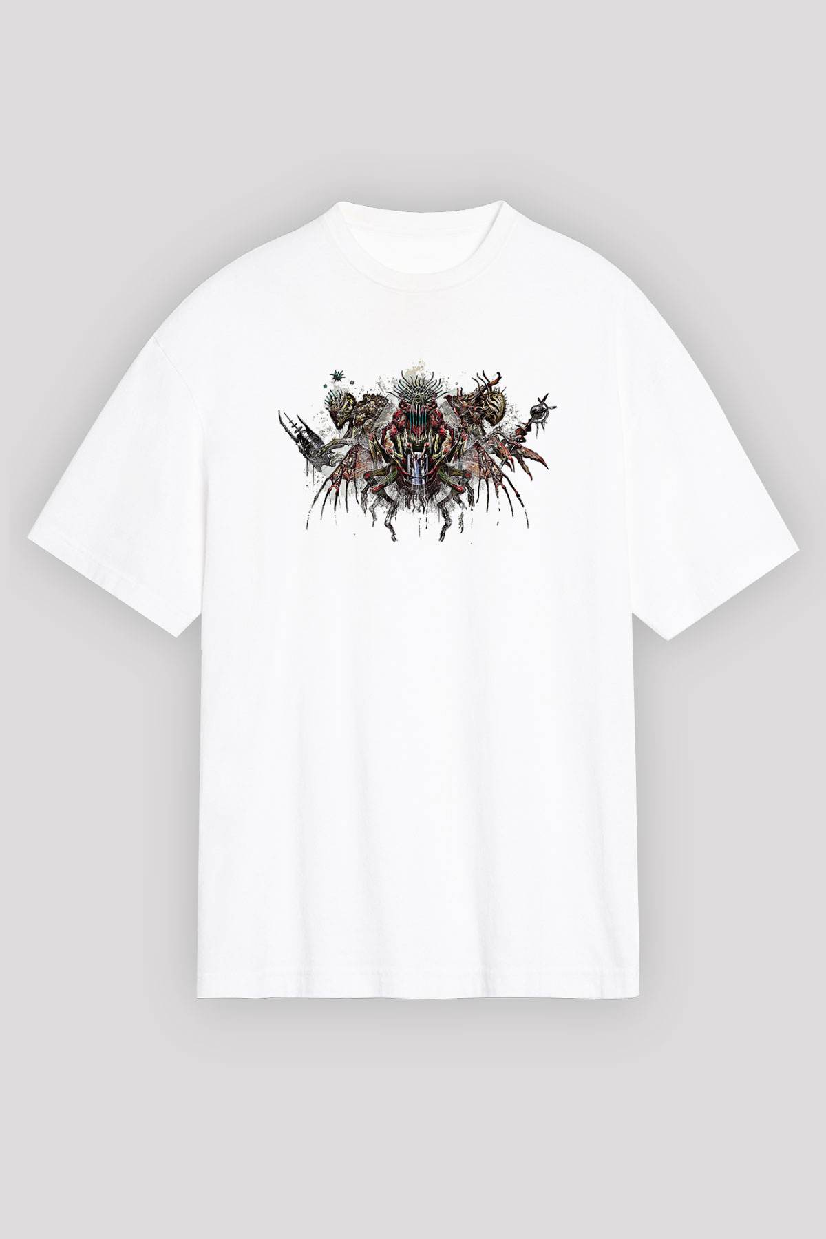 Call Of Ctulhu Baskılı Beyaz Unisex Oversize Tişört - Tshirt